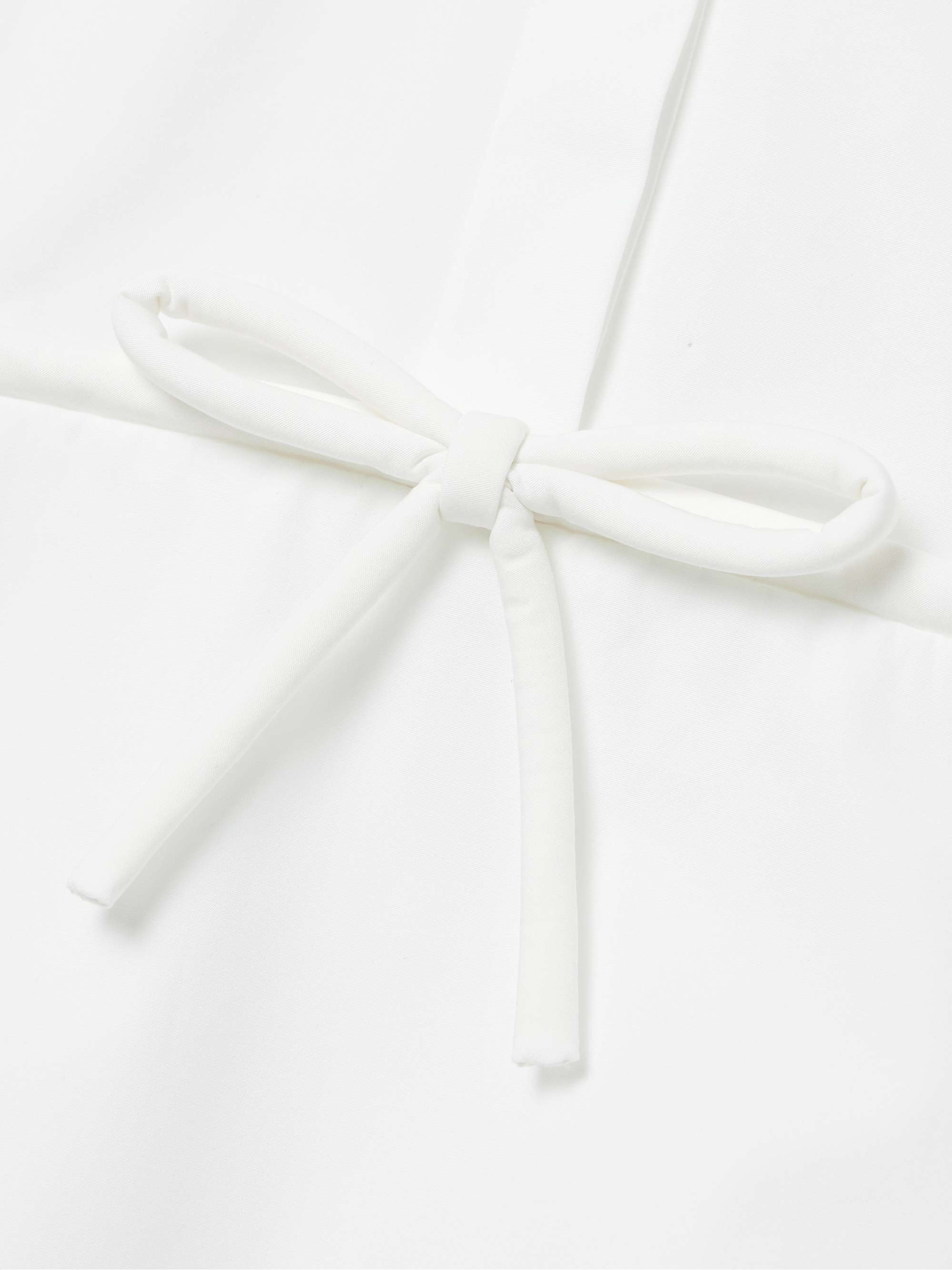 Bow-detailed pleated cotton-poplin mini shirt dress view