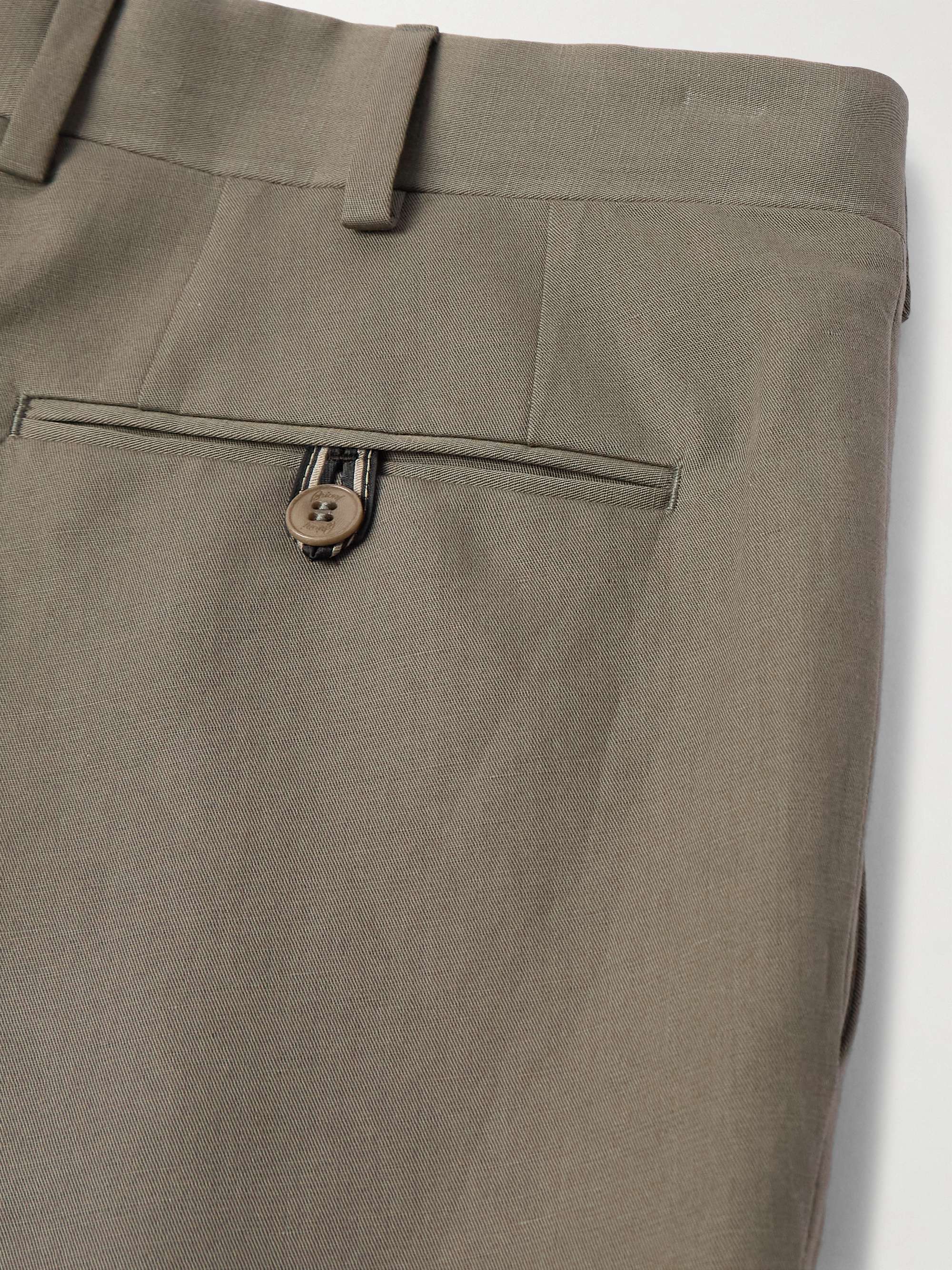 Pienza Tapered Pleated Linen and Cotton-Blend Trousers view