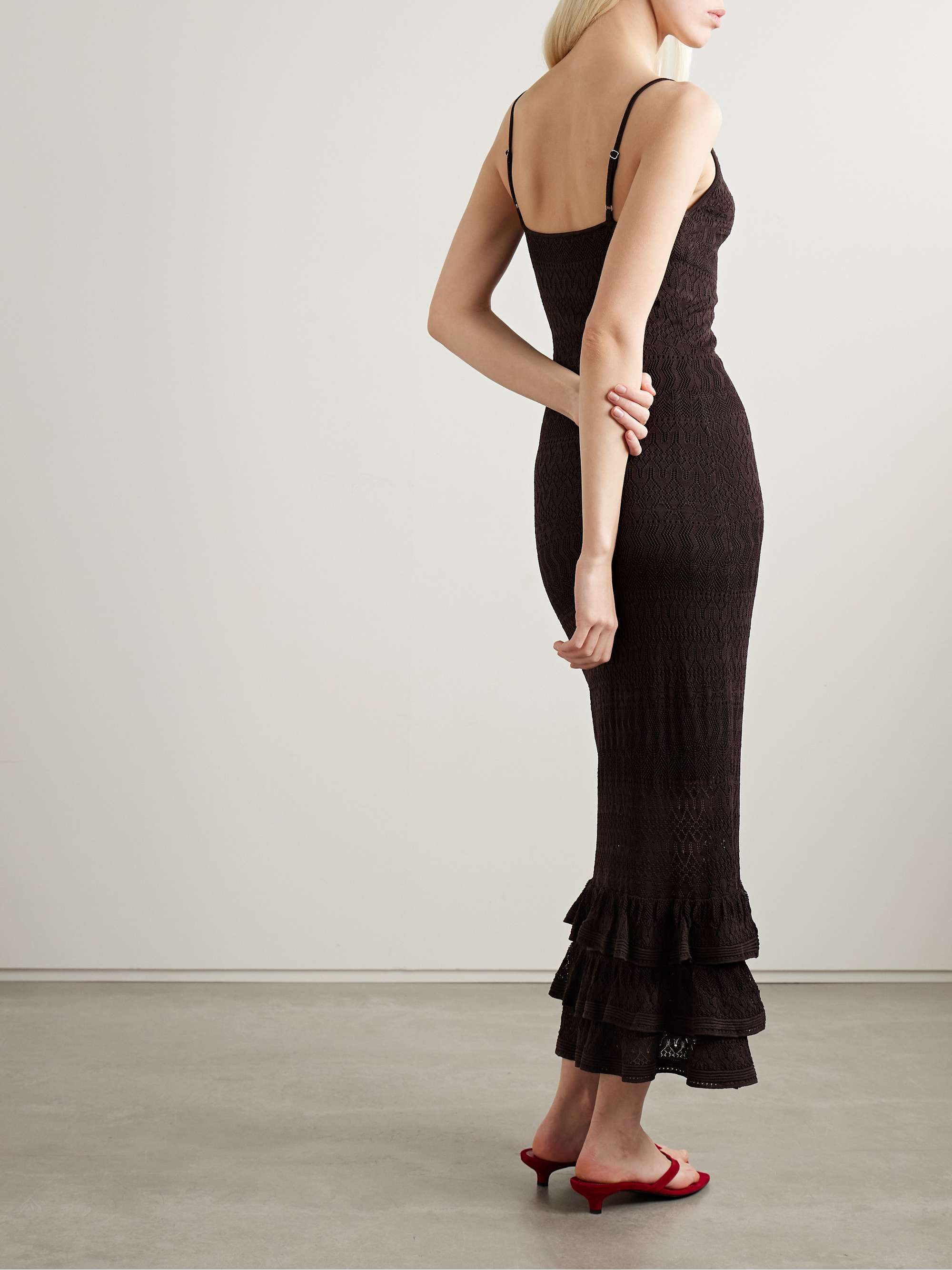 Bliss ruffled pointelle-knit maxi dress view