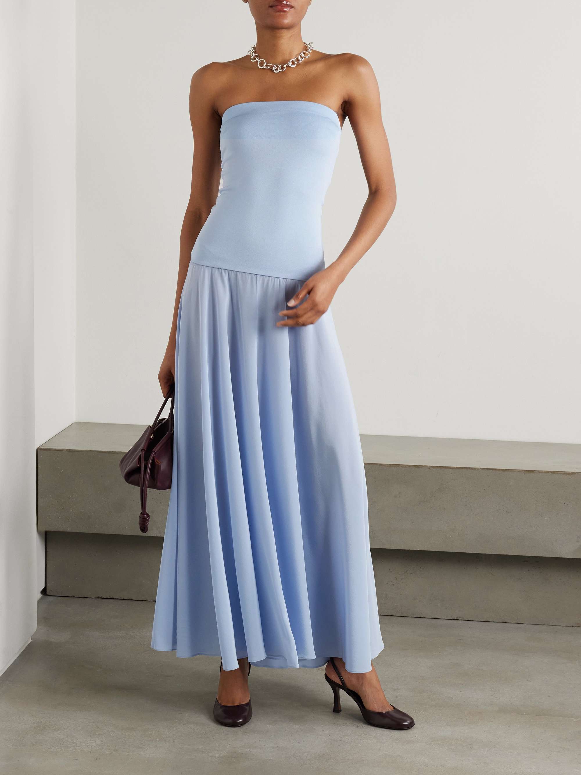 Illi strapless stretch-knit and silk-crepe maxi dress view