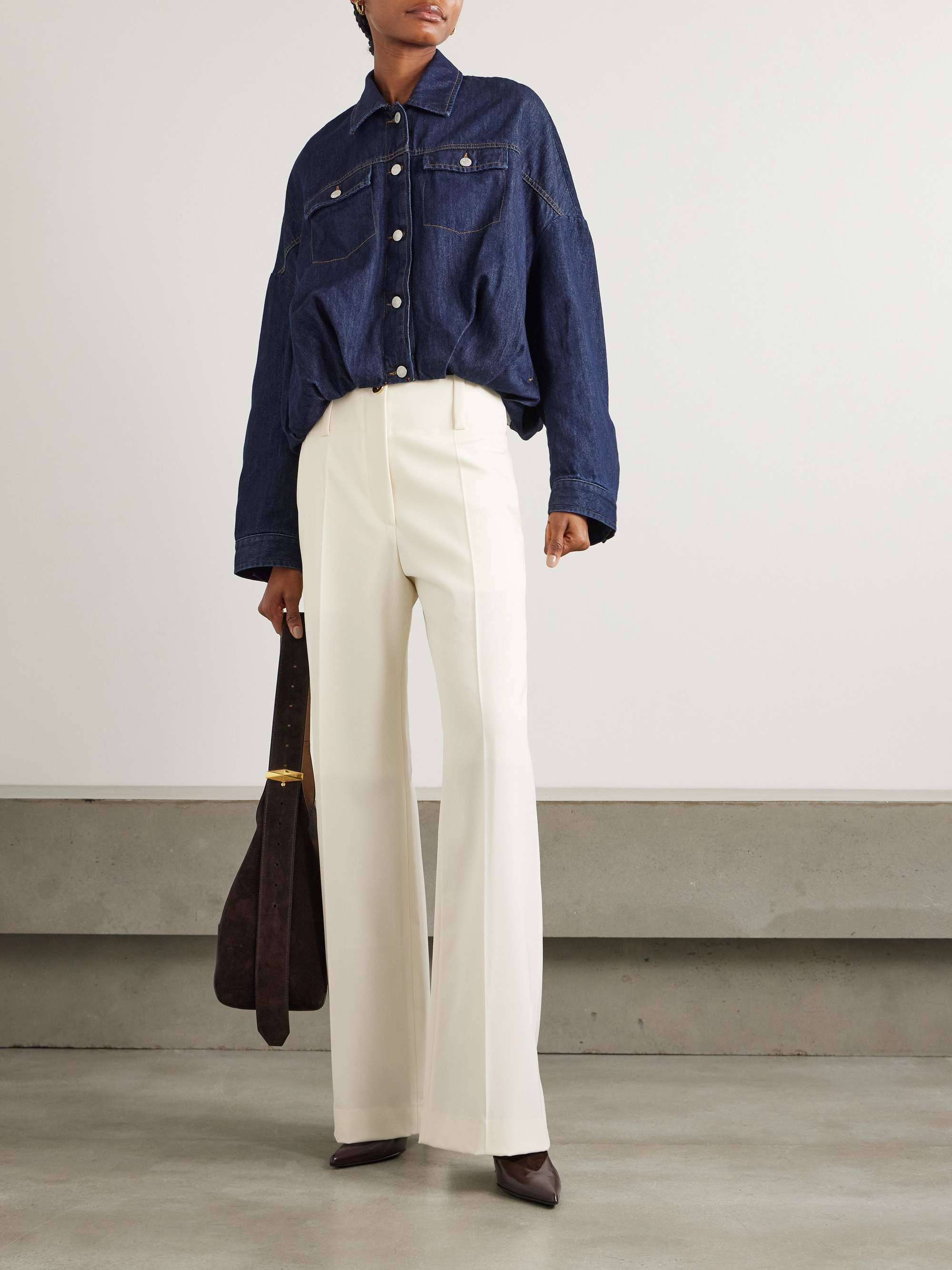 Stretch wool-twill tapered pants view