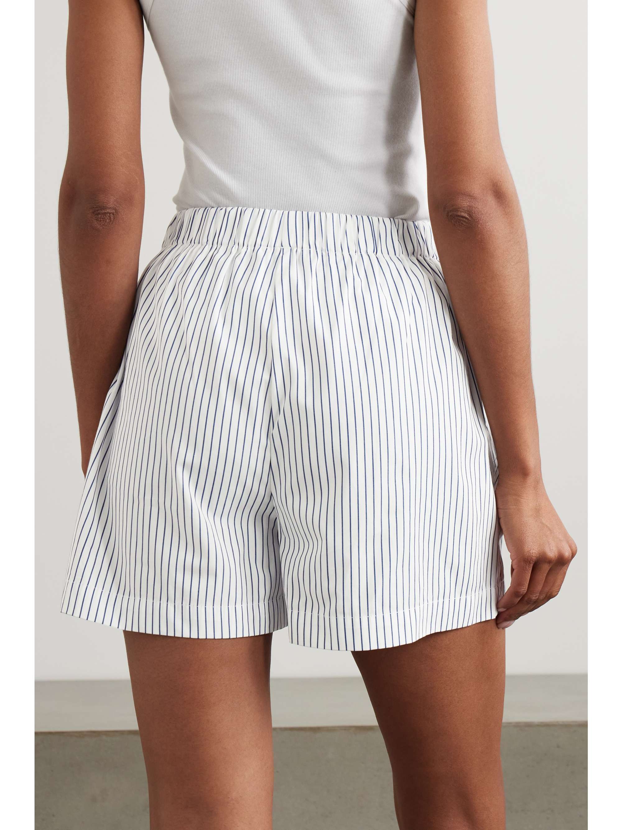 SRC embroidered striped cotton-poplin shorts view