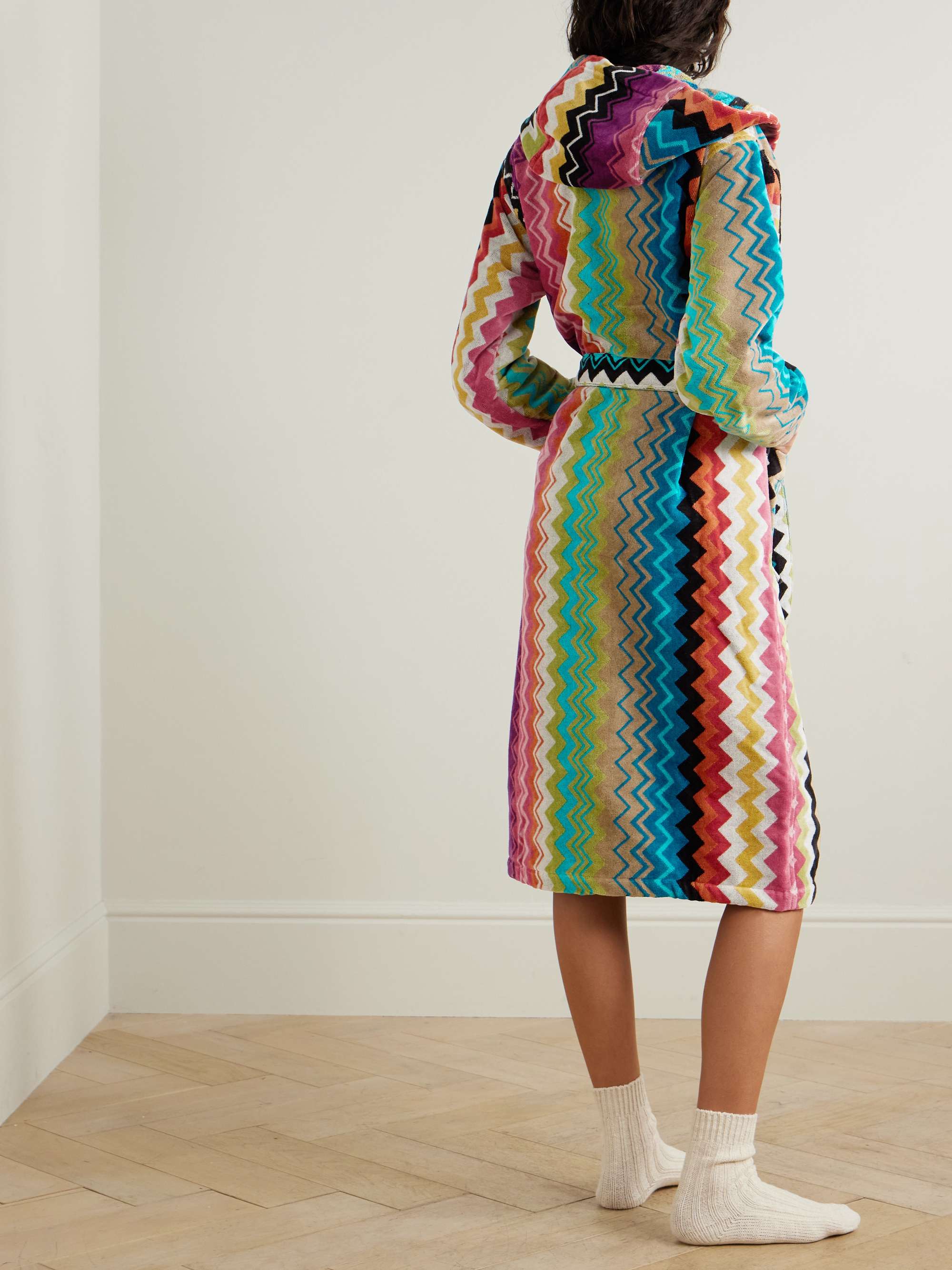 Giacomo hooded striped cotton-terry robe view
