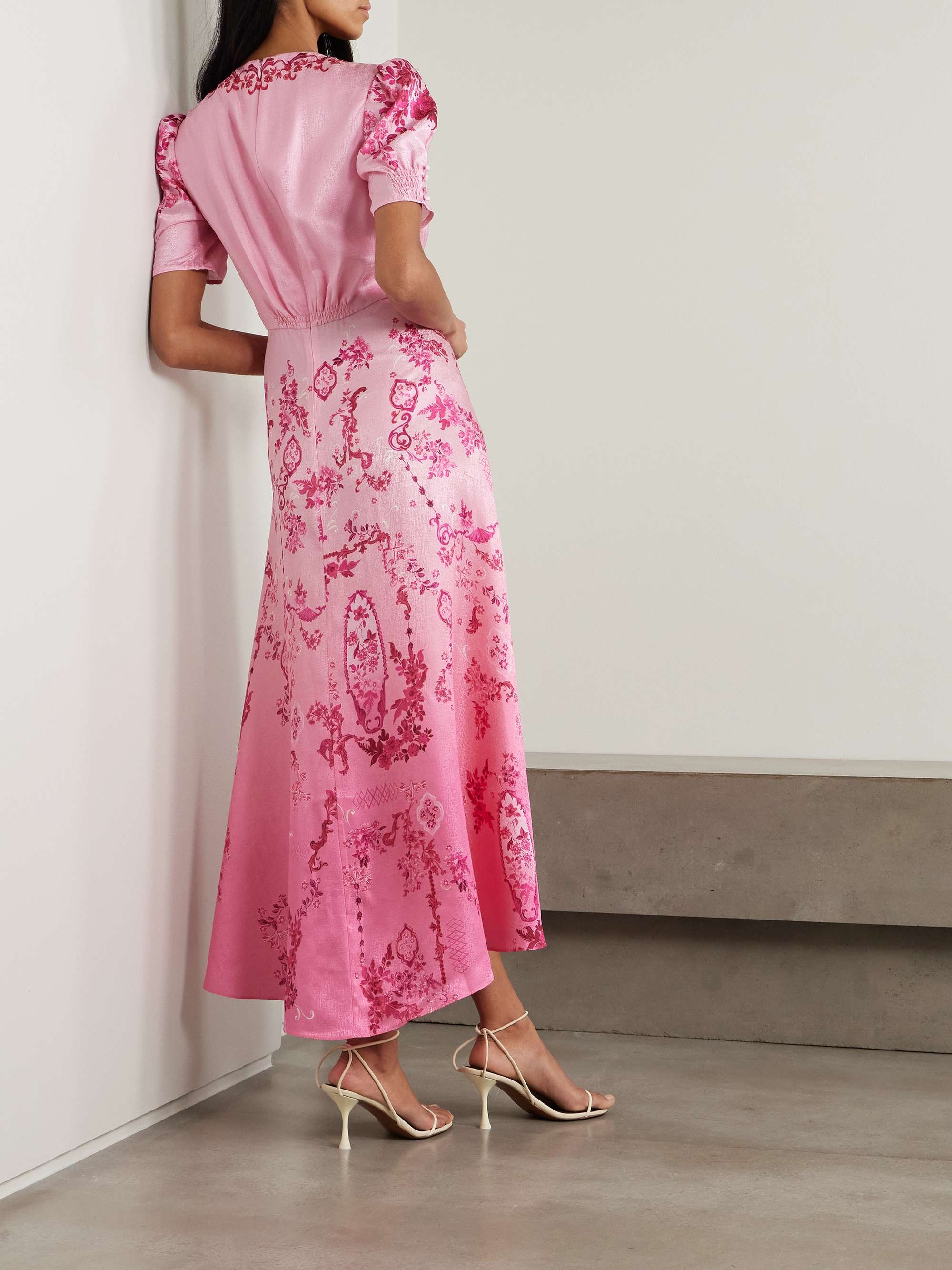 Lea printed silk-satin midi dress view