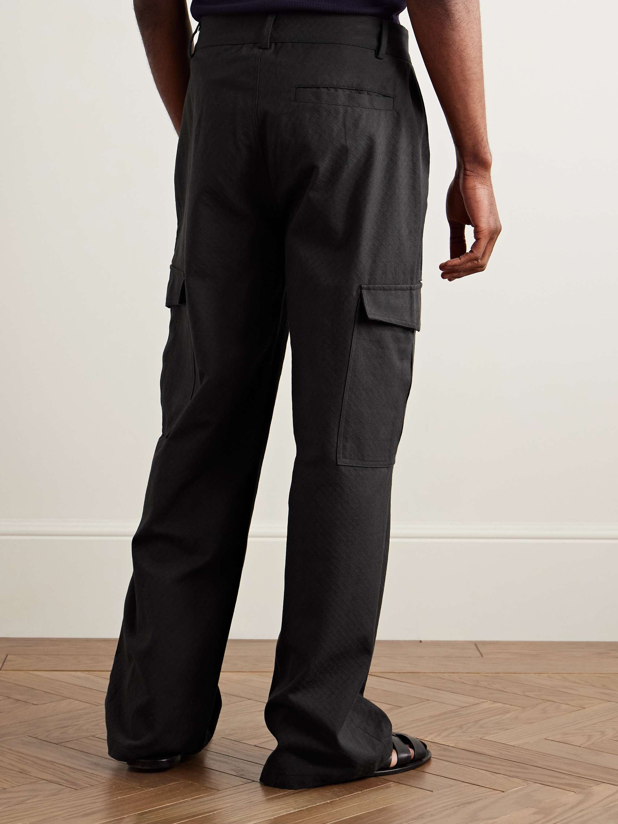 Raranga Straight-Leg Cotton-Twill Cargo Trousers view