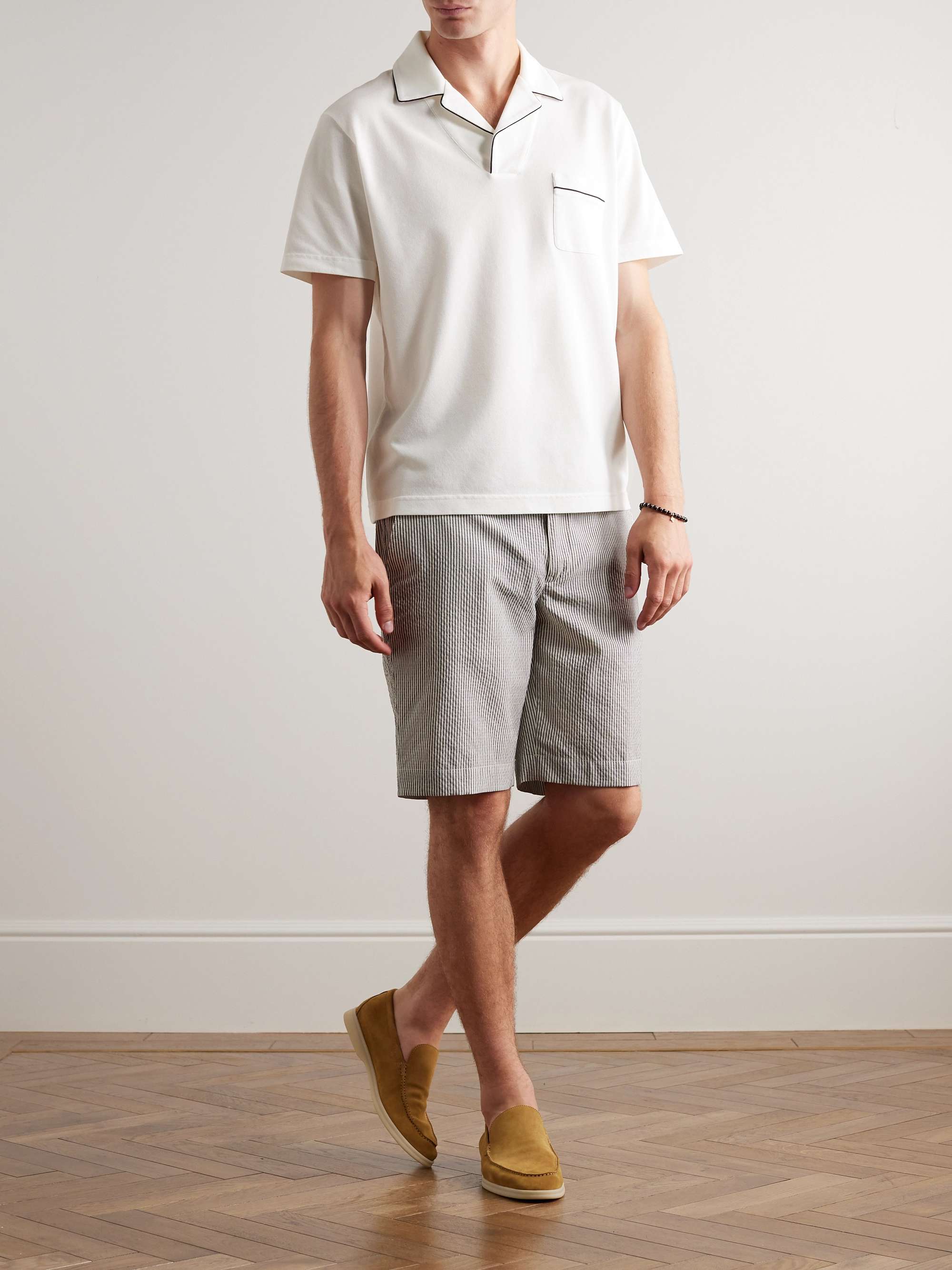 Manihi Camp-Collar Cotton-Blend Piqué Polo Shirt view
