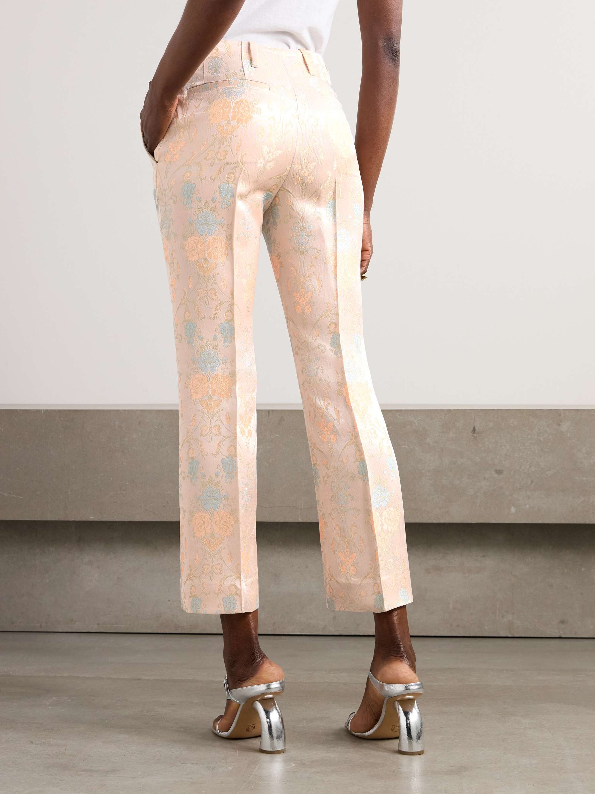 Paloma satin-jacquard straight-leg pants view