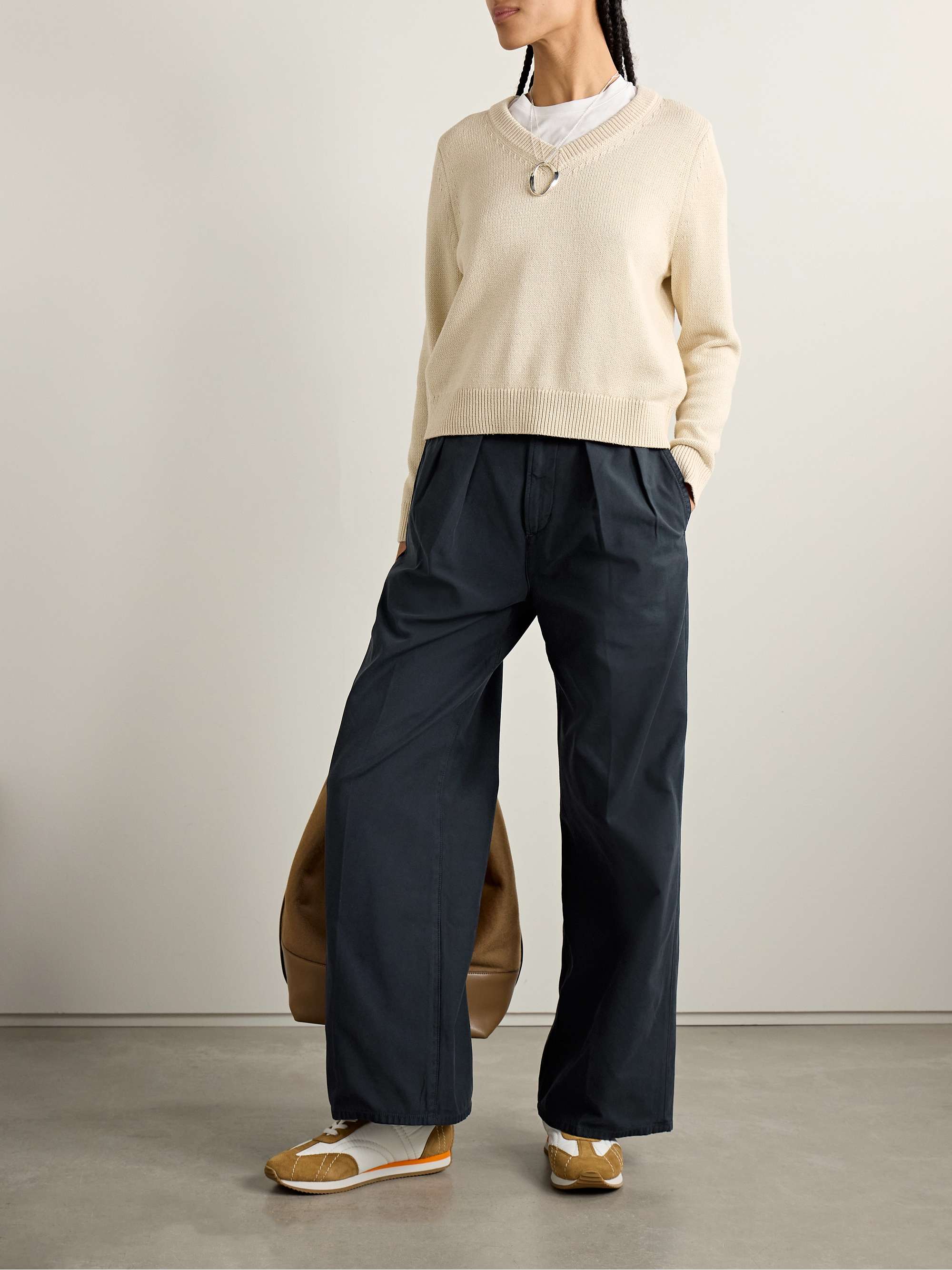 Petra pleated cotton wide-leg pants view