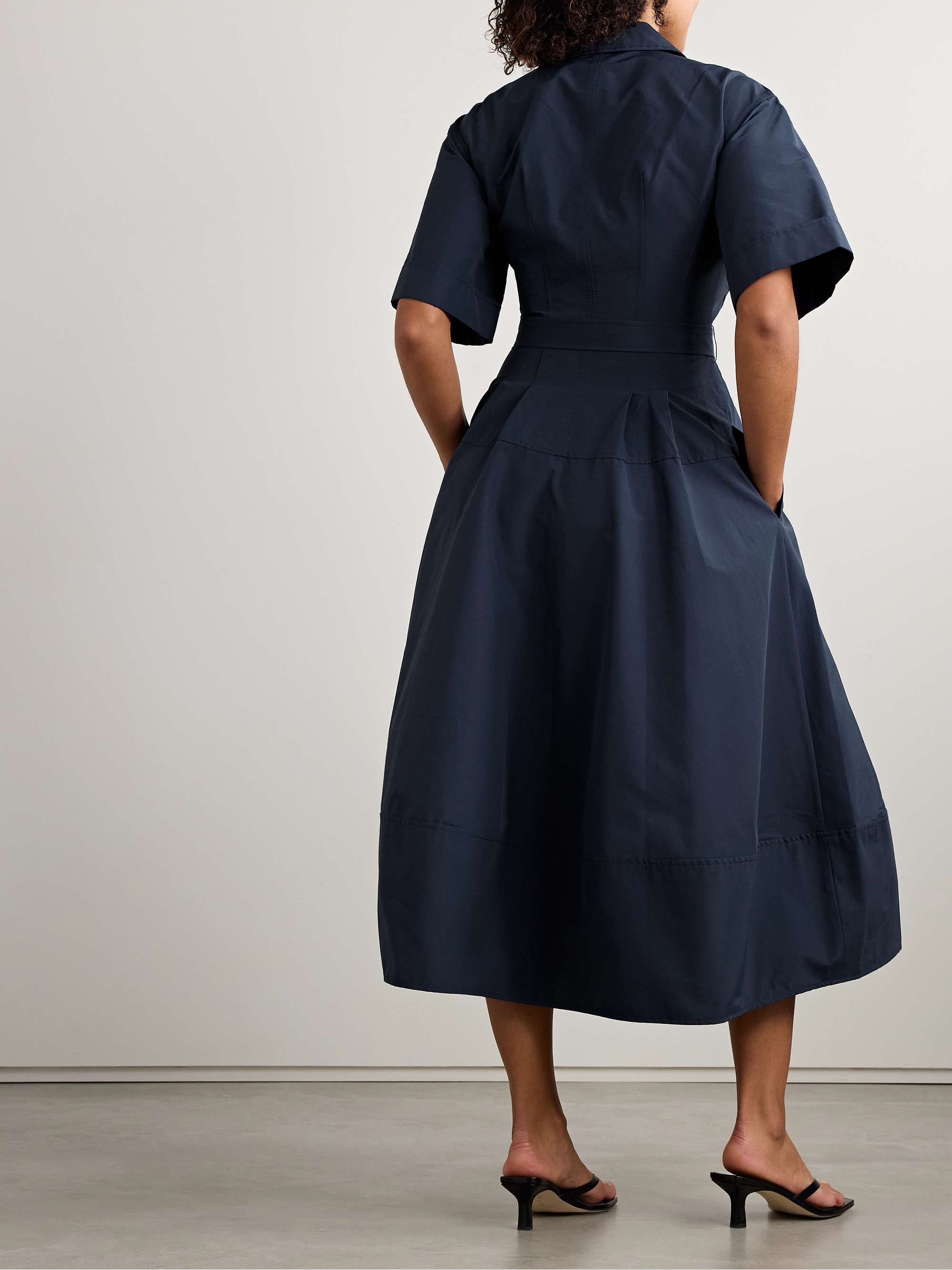 Deanna belted cotton-blend faille midi shirt dress view