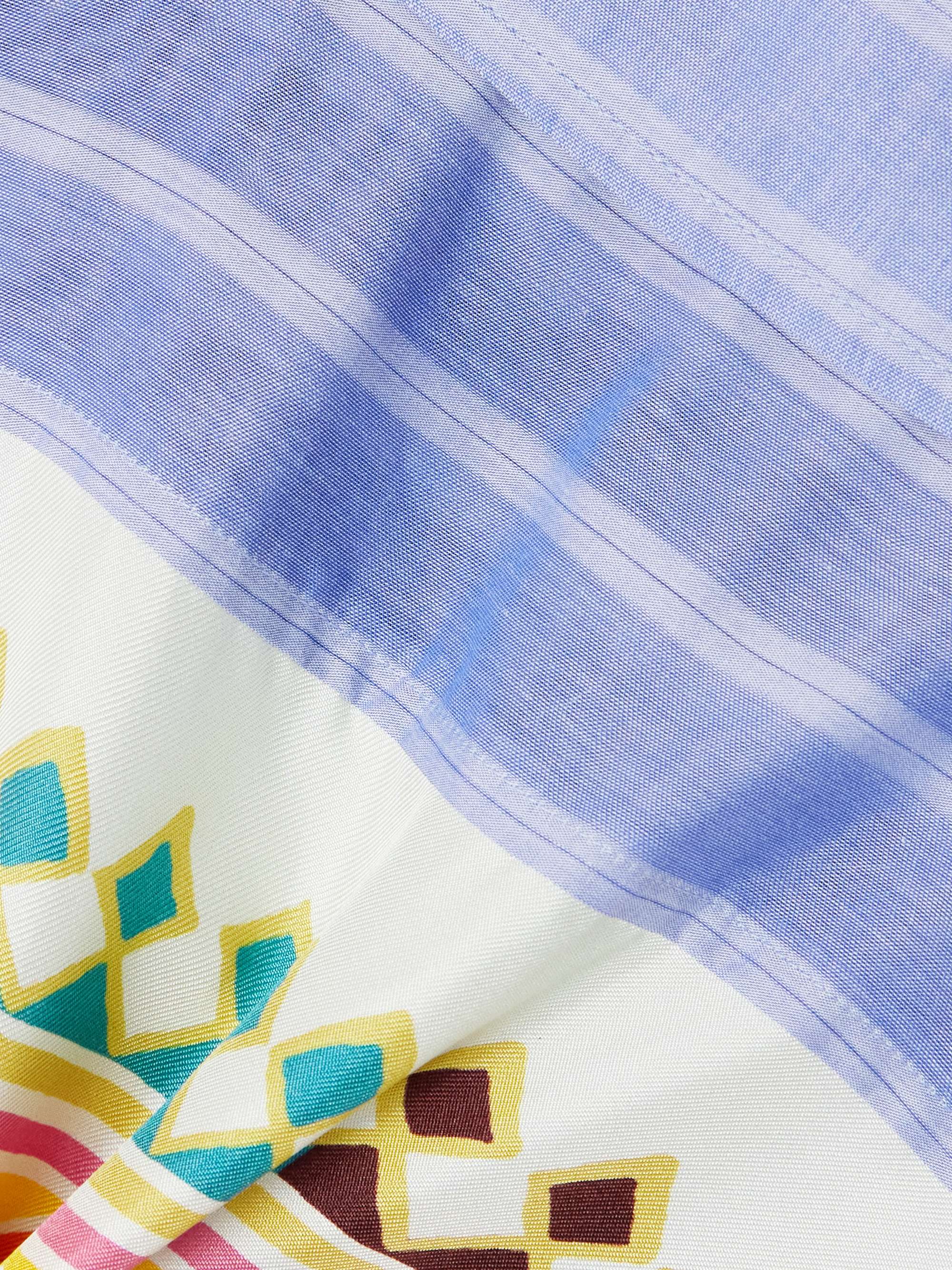 Printed silk and striped cotton-voile shirt view