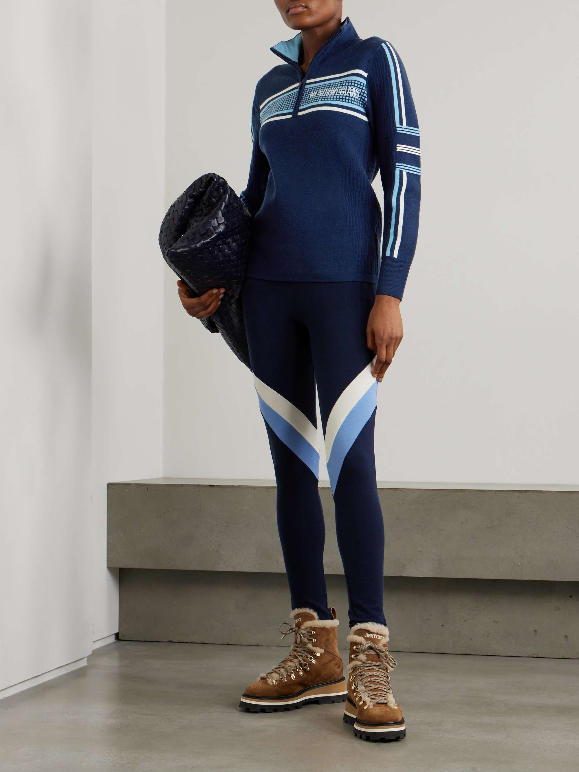 Stryn intarsia-knitted merino wool-blend piqué ski top view