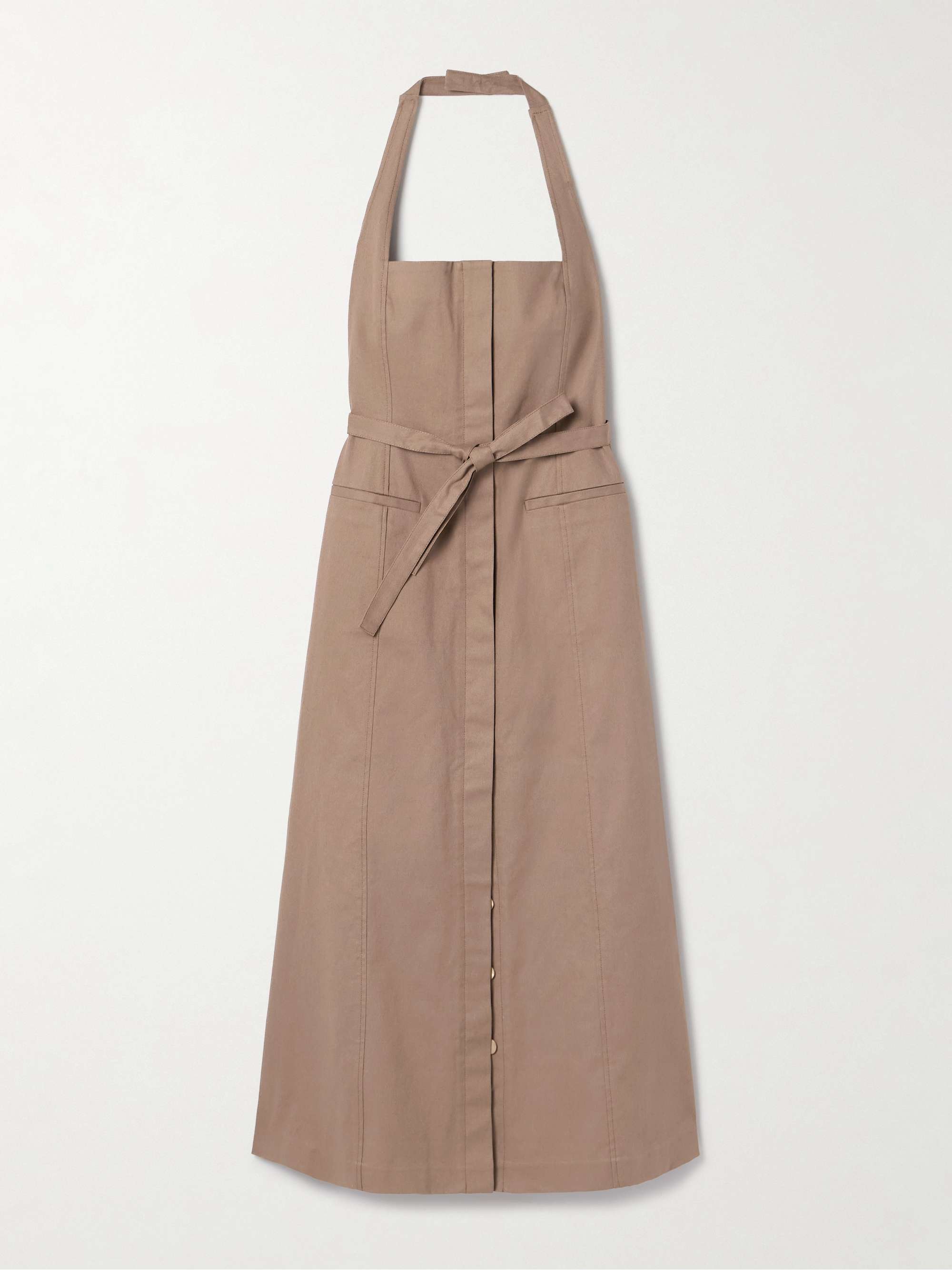 Rocio belted cotton-blend twill halterneck midi dress hero visual