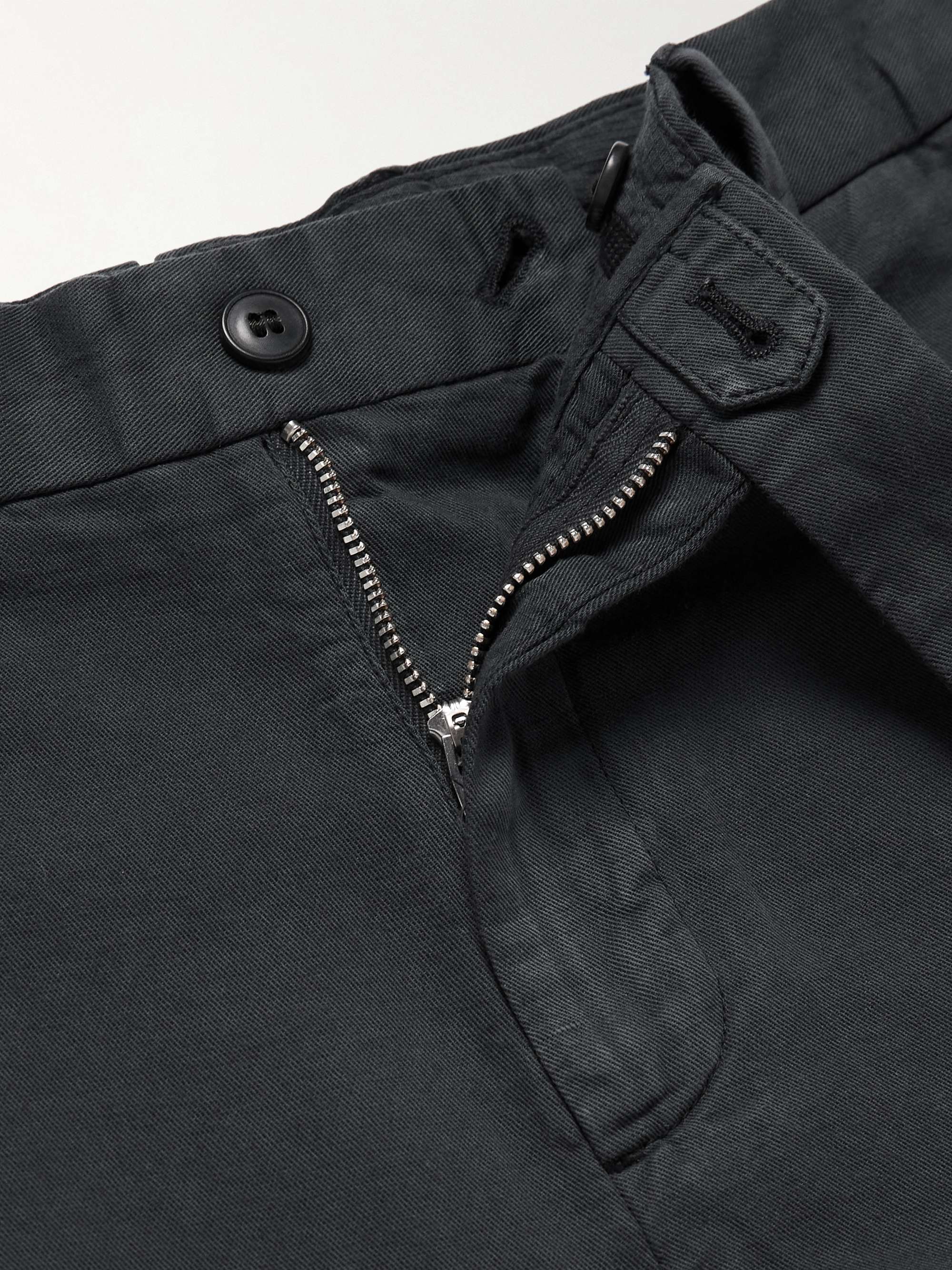 Straight-Leg Garment-Dyed Cotton and Linen-Blend Trousers view