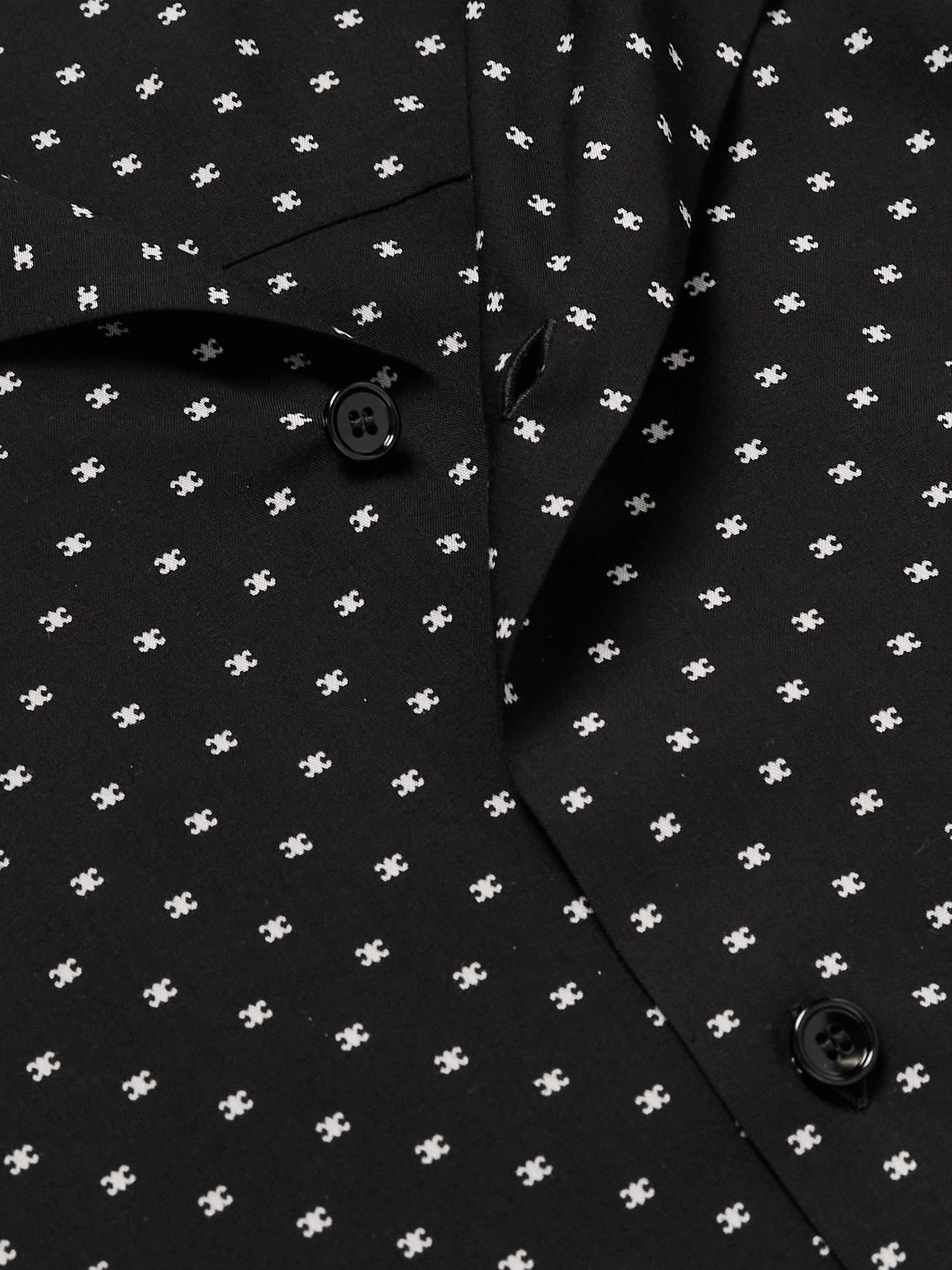Convertible-Collar Logo-Print Woven Shirt view