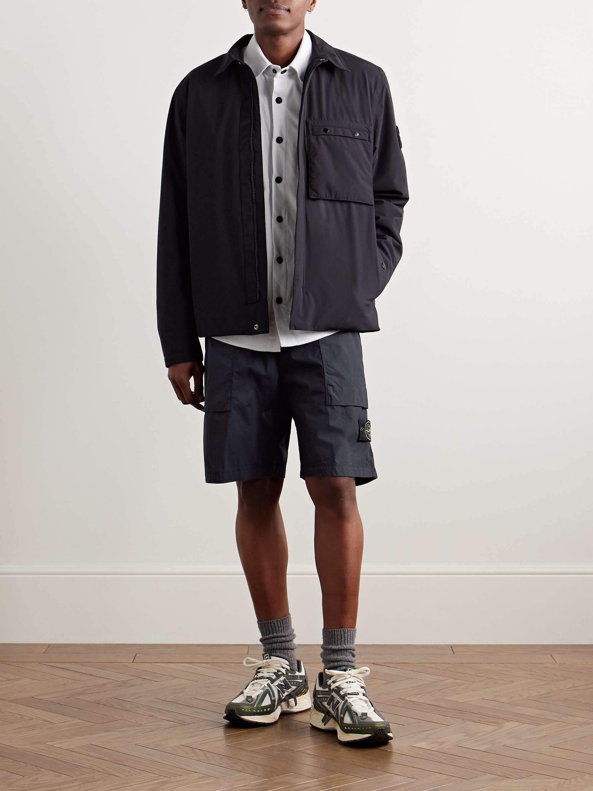 Straight-Leg Garment-Dyed Stretch-Cotton Tela Cargo Shorts view