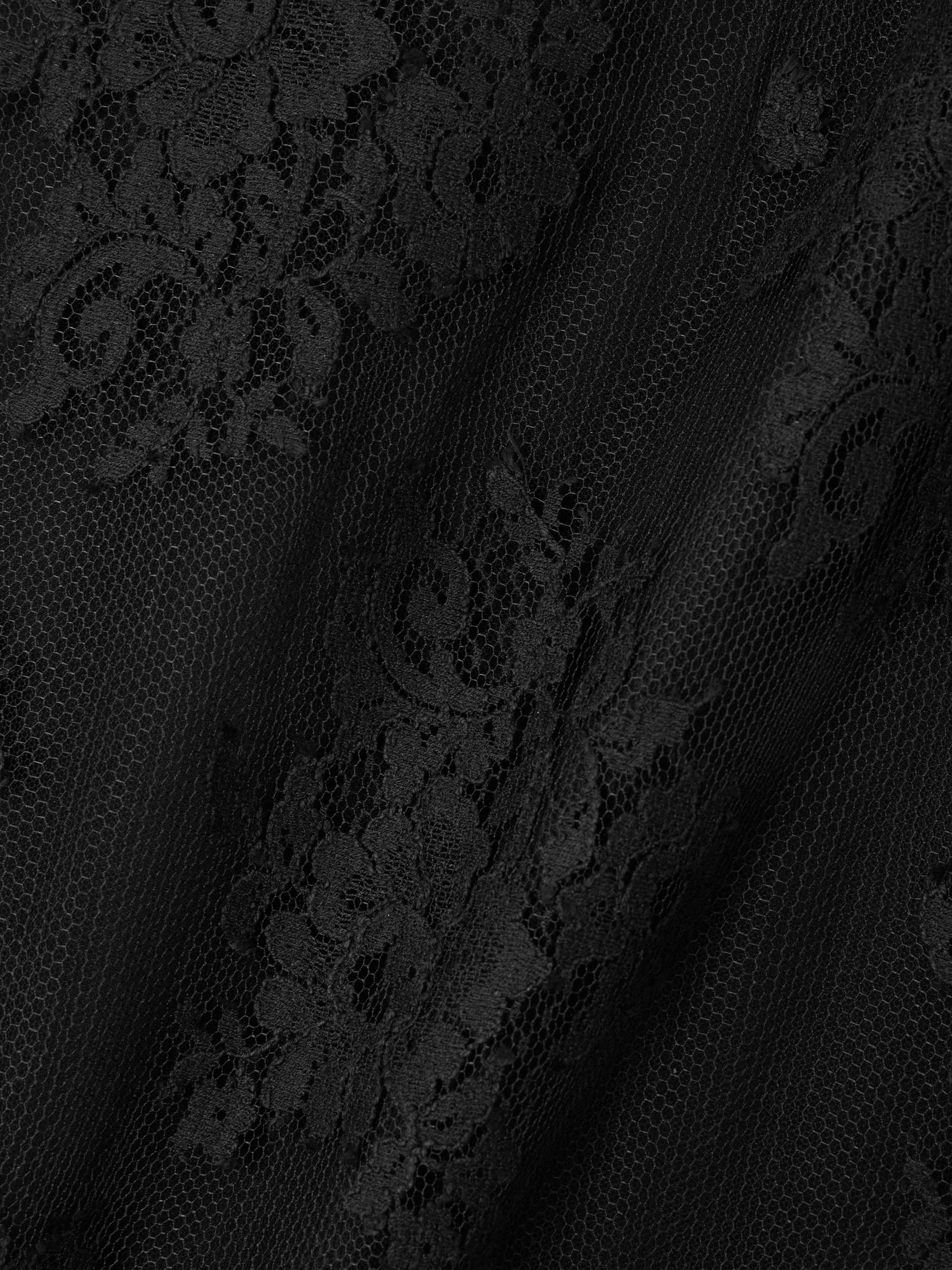 Cotton-blend Chantilly lace midi skirt view
