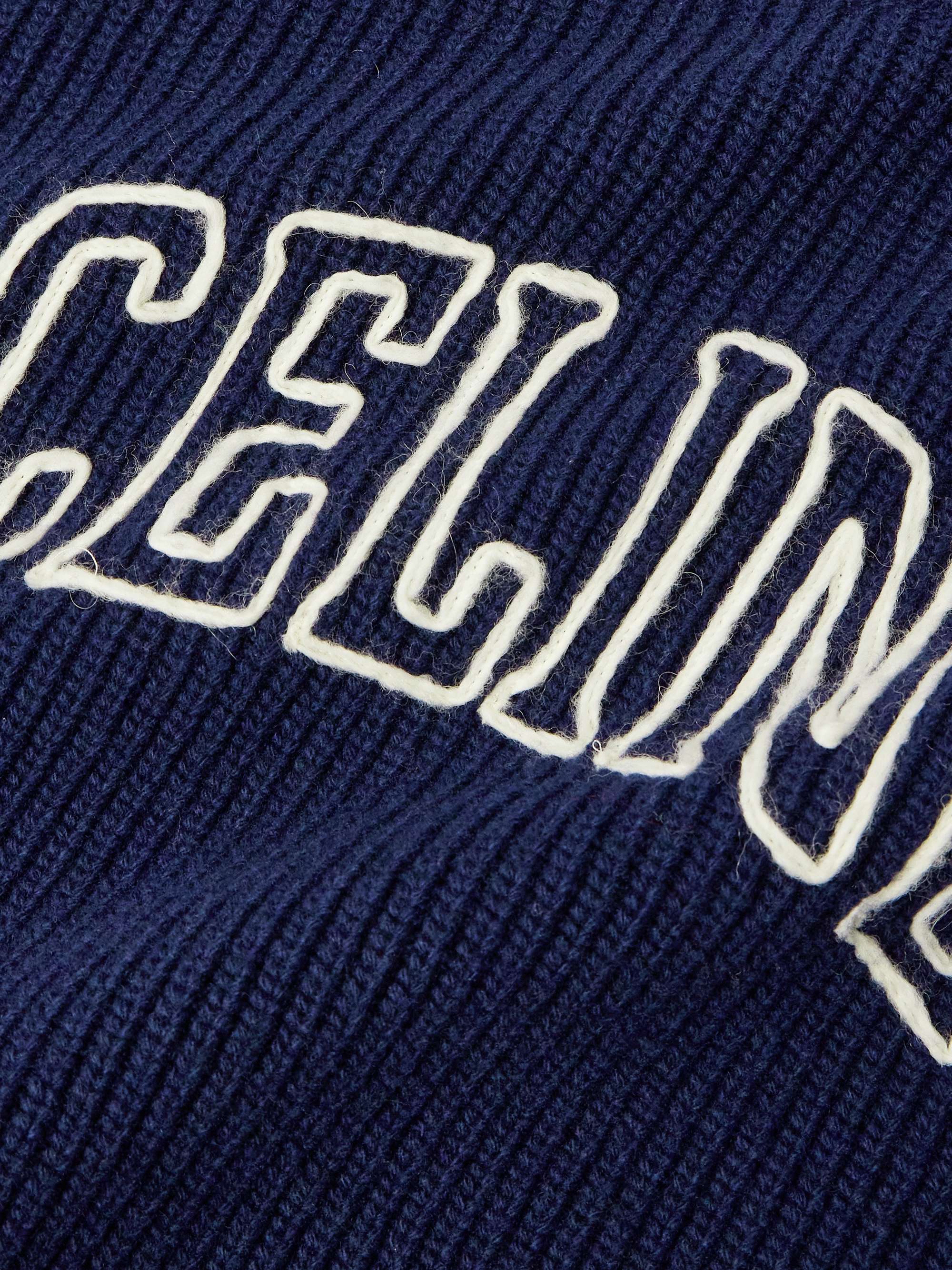 Logo-Embroidered Ribbed Wool Sweater view