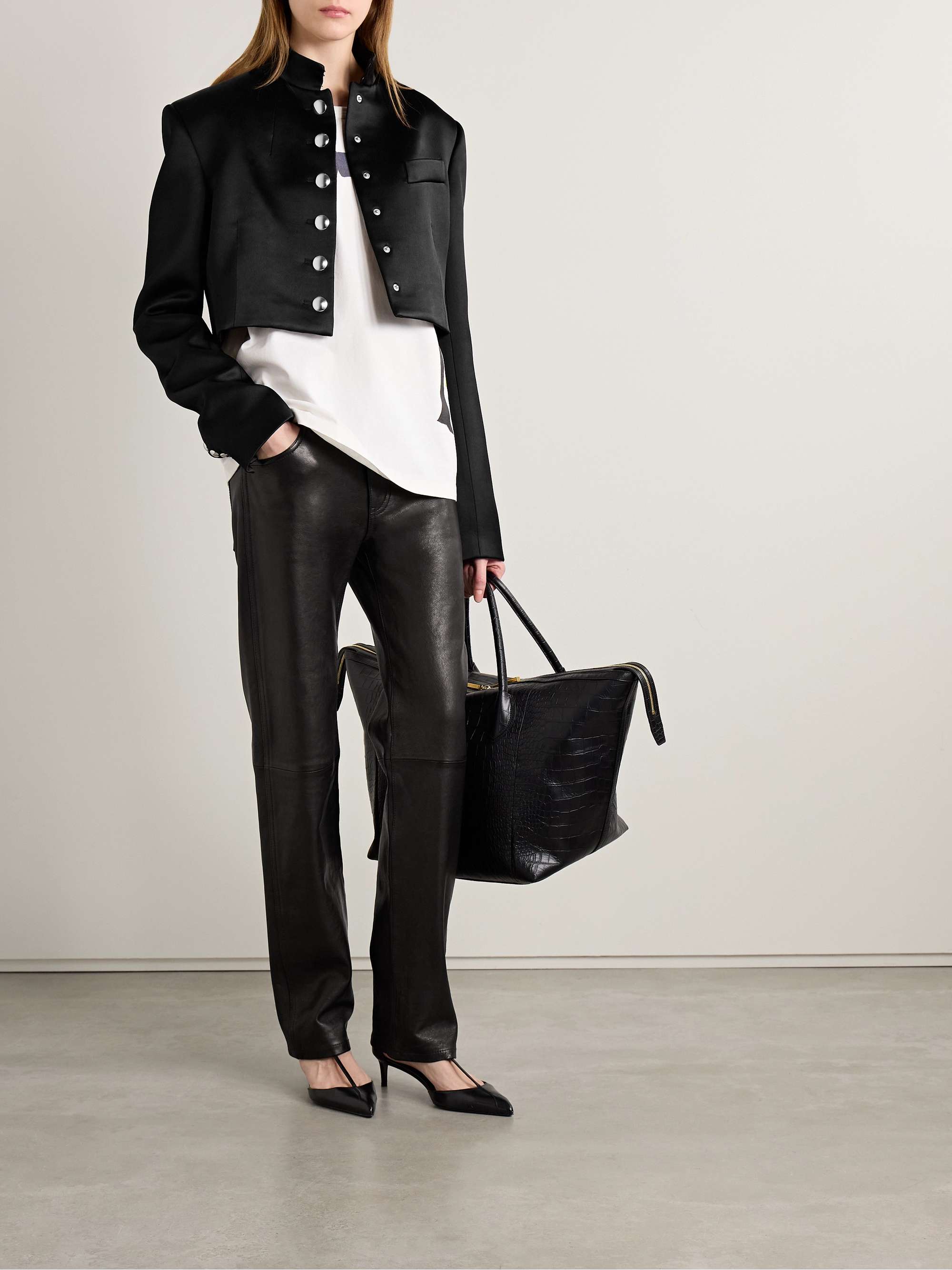 Emmet leather straight-leg pants view