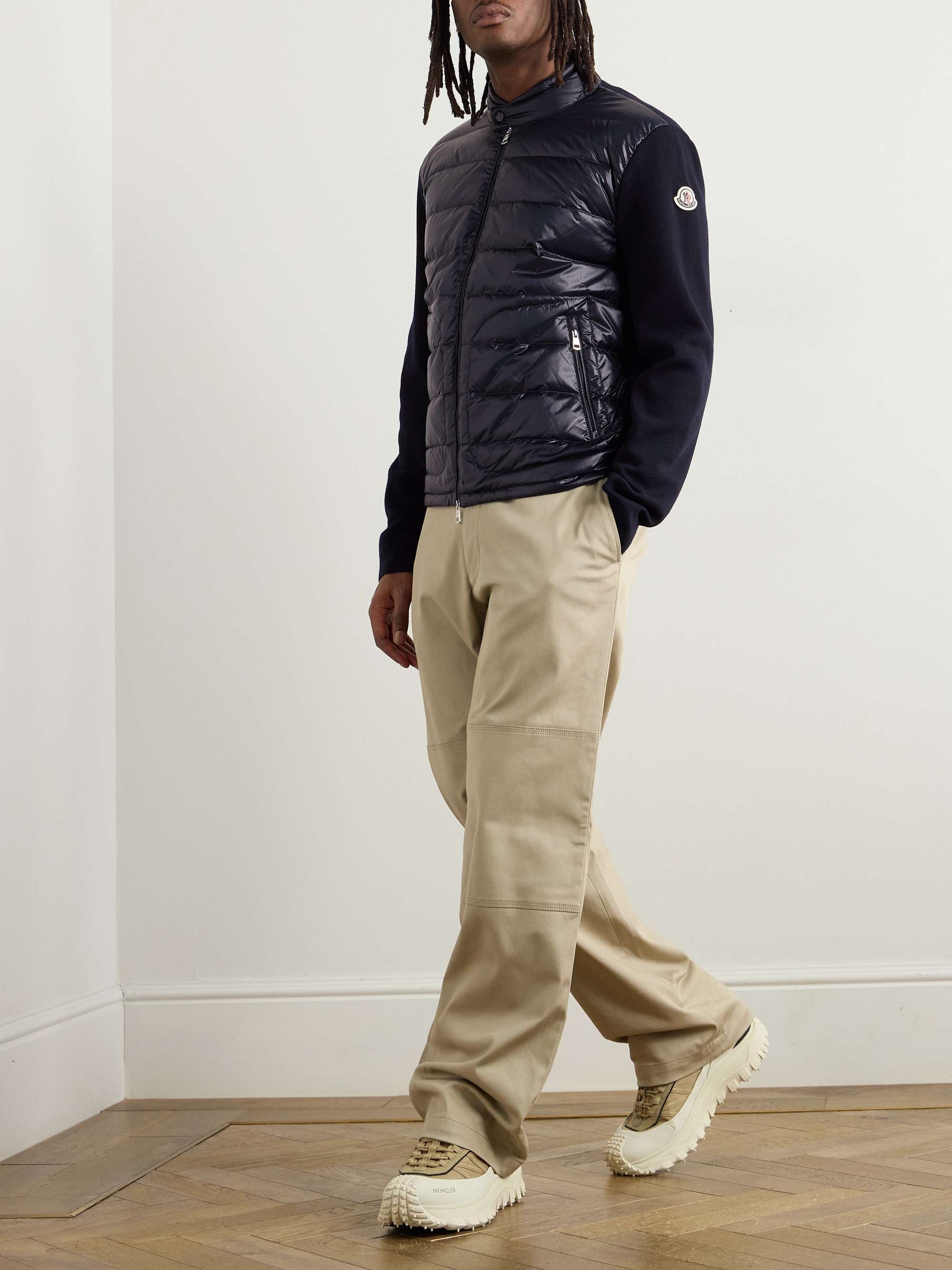 Slim-Fit Logo-Appliquéd Quilted Nylon-Panelled Wool Down Cardigan view