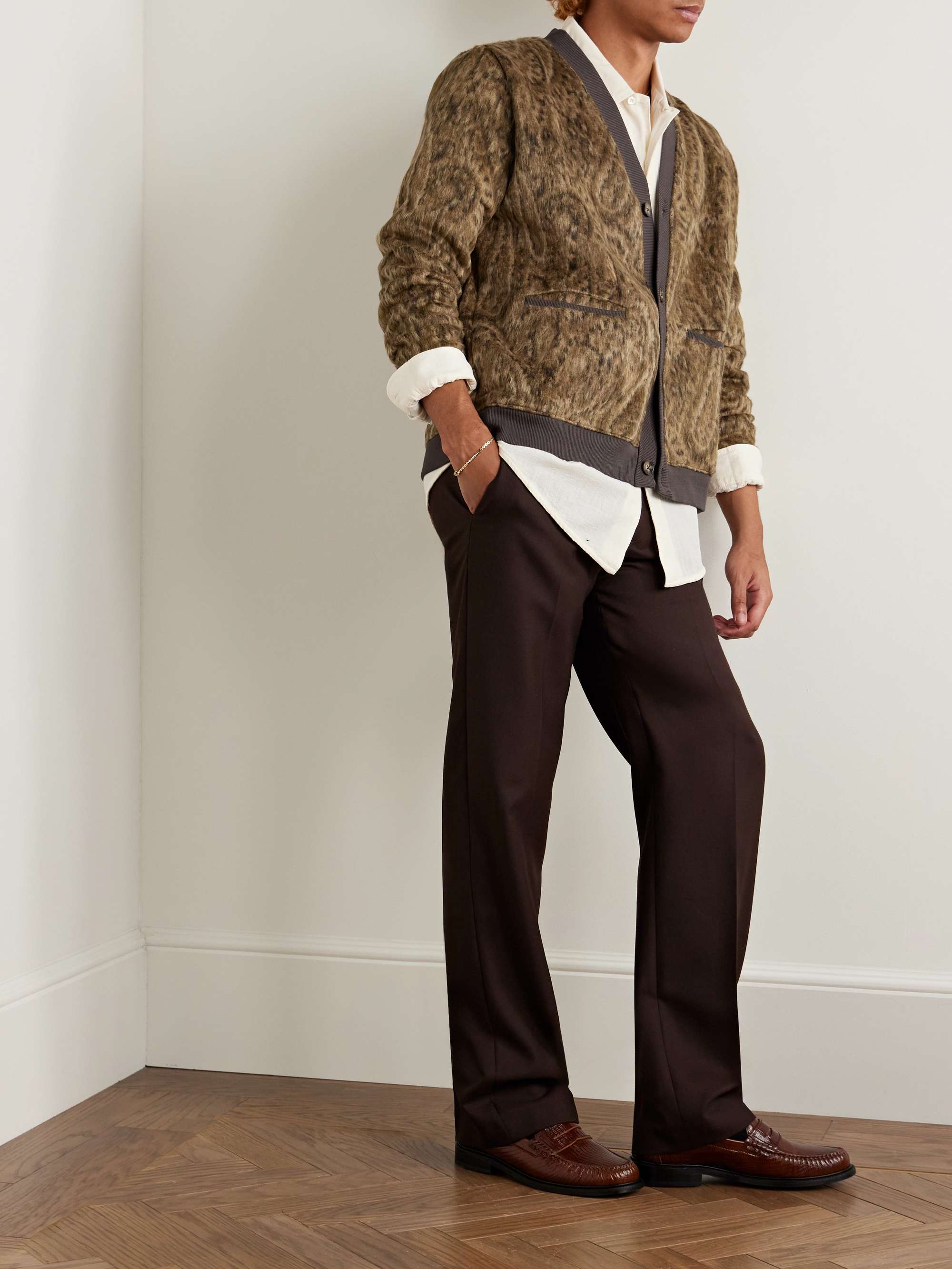 Opus Brushed Paisley-Jacquard Knitted Cardigan view