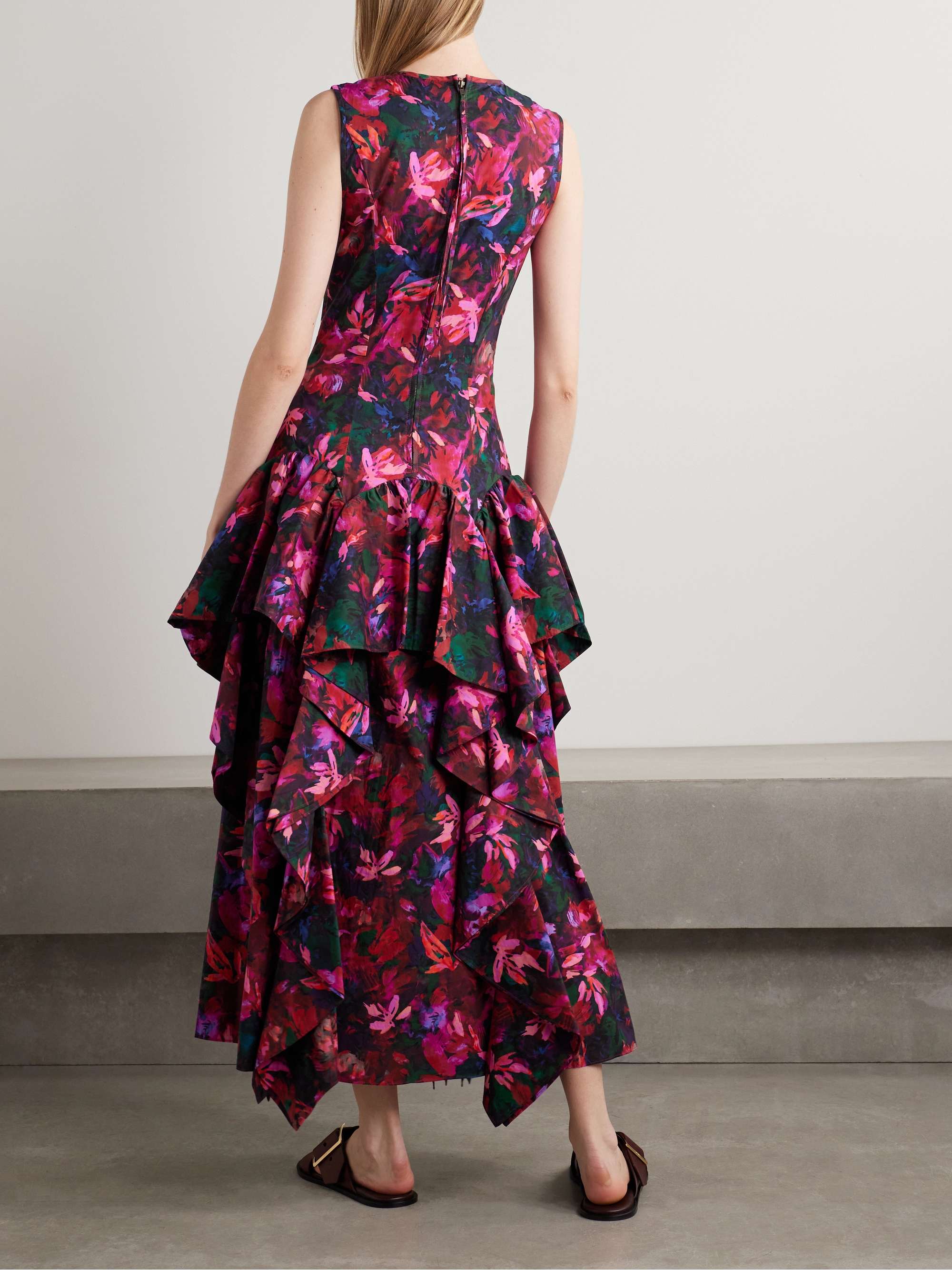 Mural ruffled floral-print cotton-poplin maxi dress view