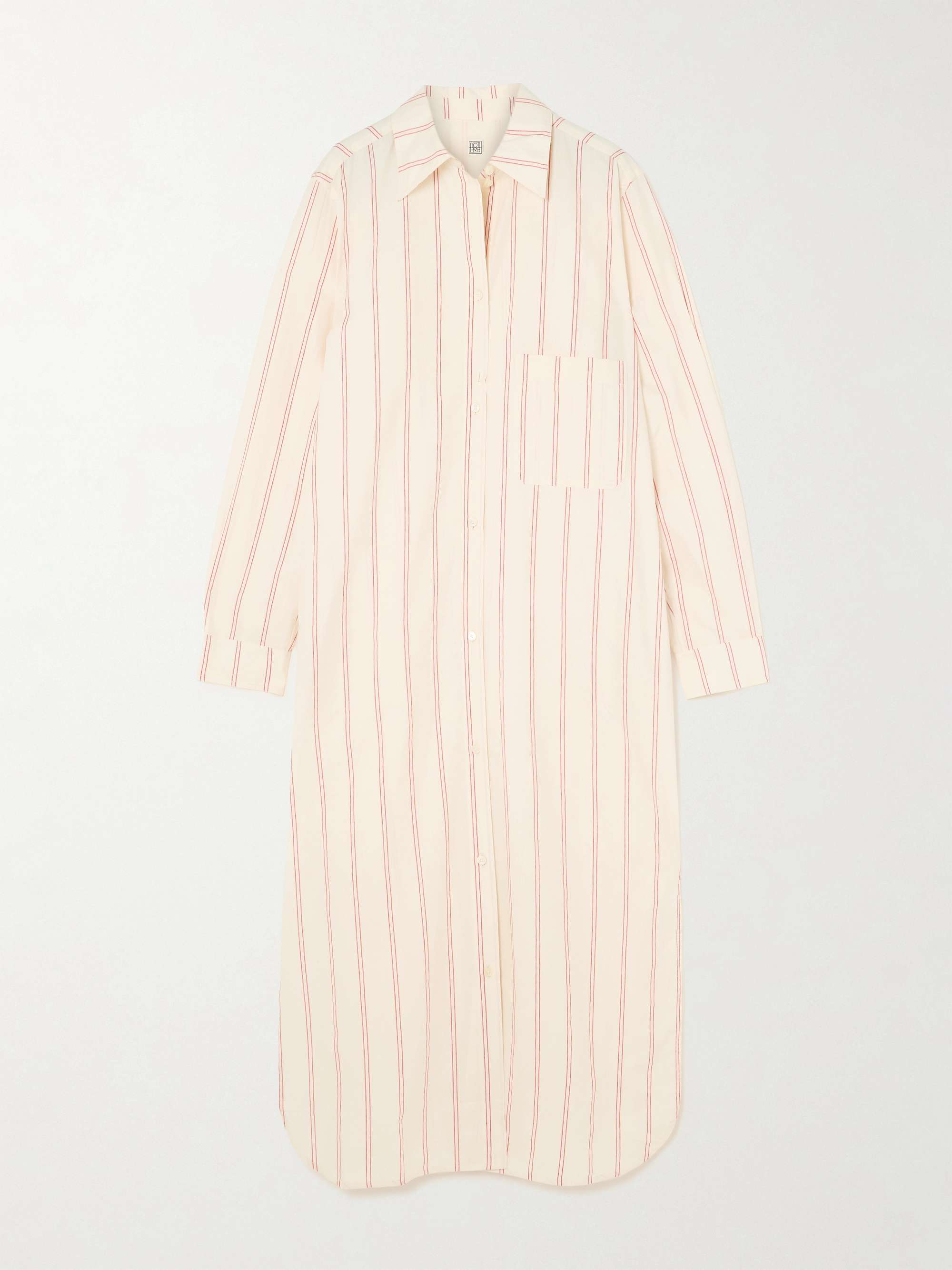 Striped cotton and silk-blend midi shirt dress hero visual