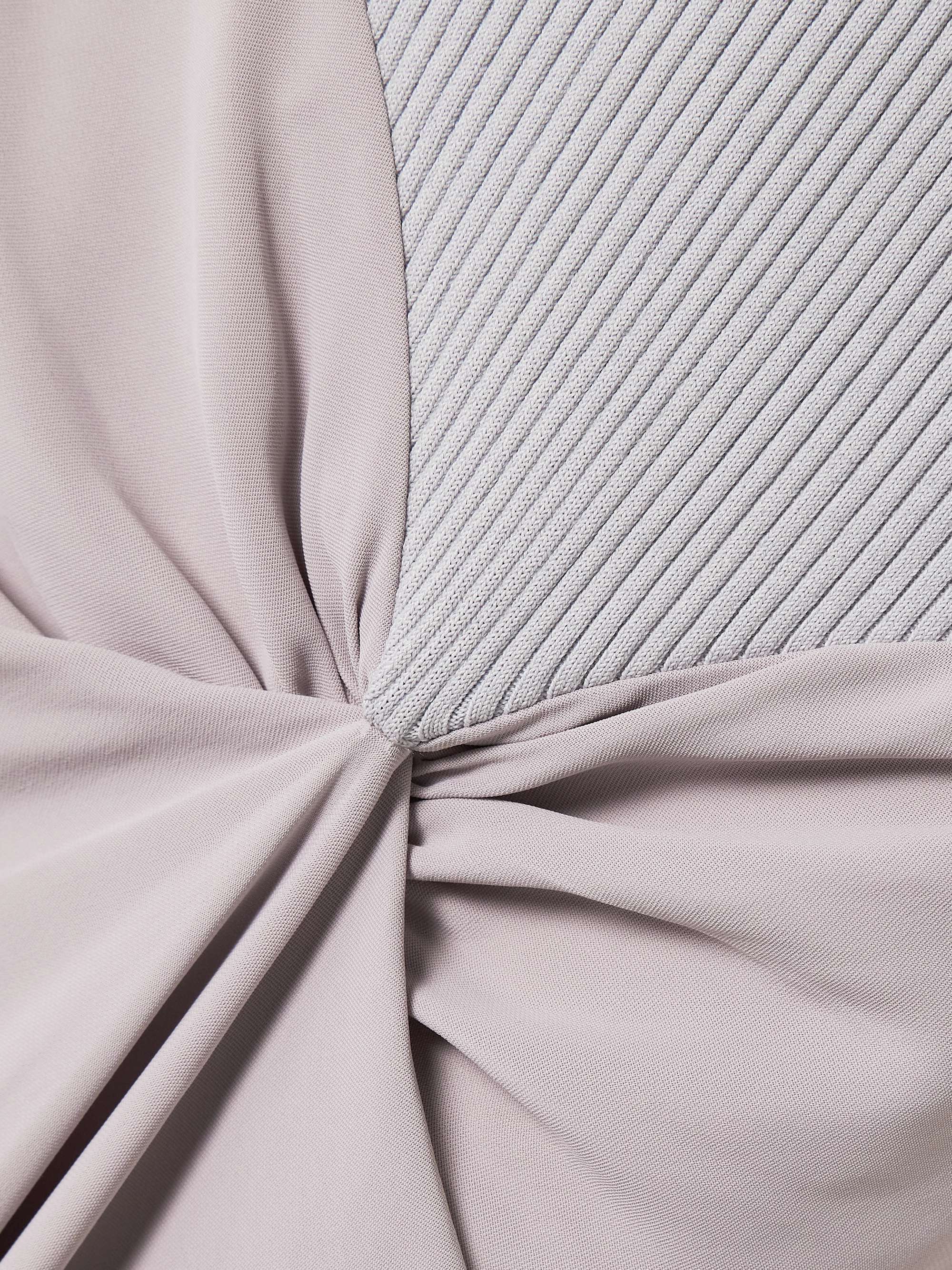 Draped pleated ribbed-knit and crepe midi dress view