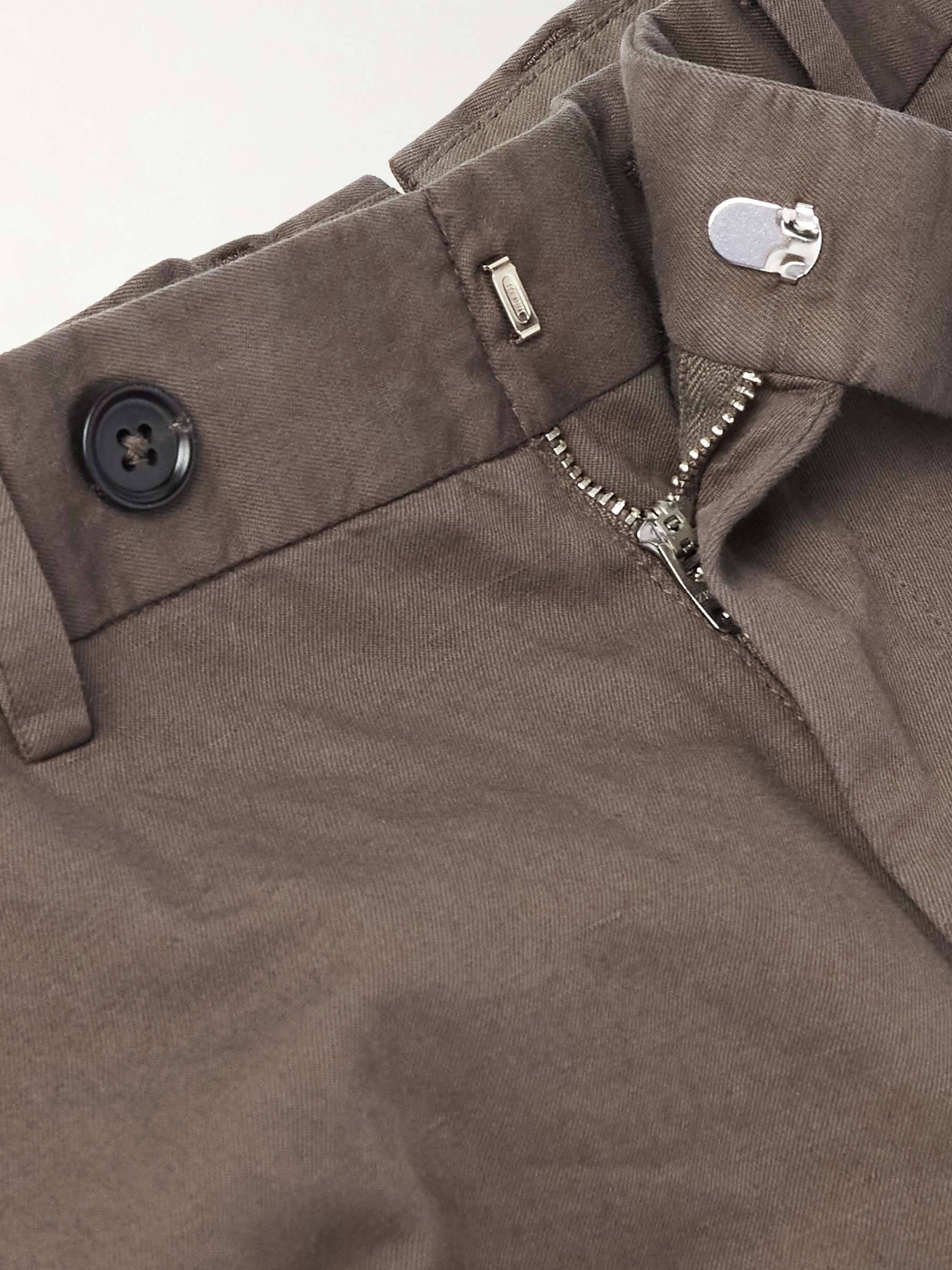 Slim-Fit Tapered Cotton and Linen-Blend Twill Trousers view