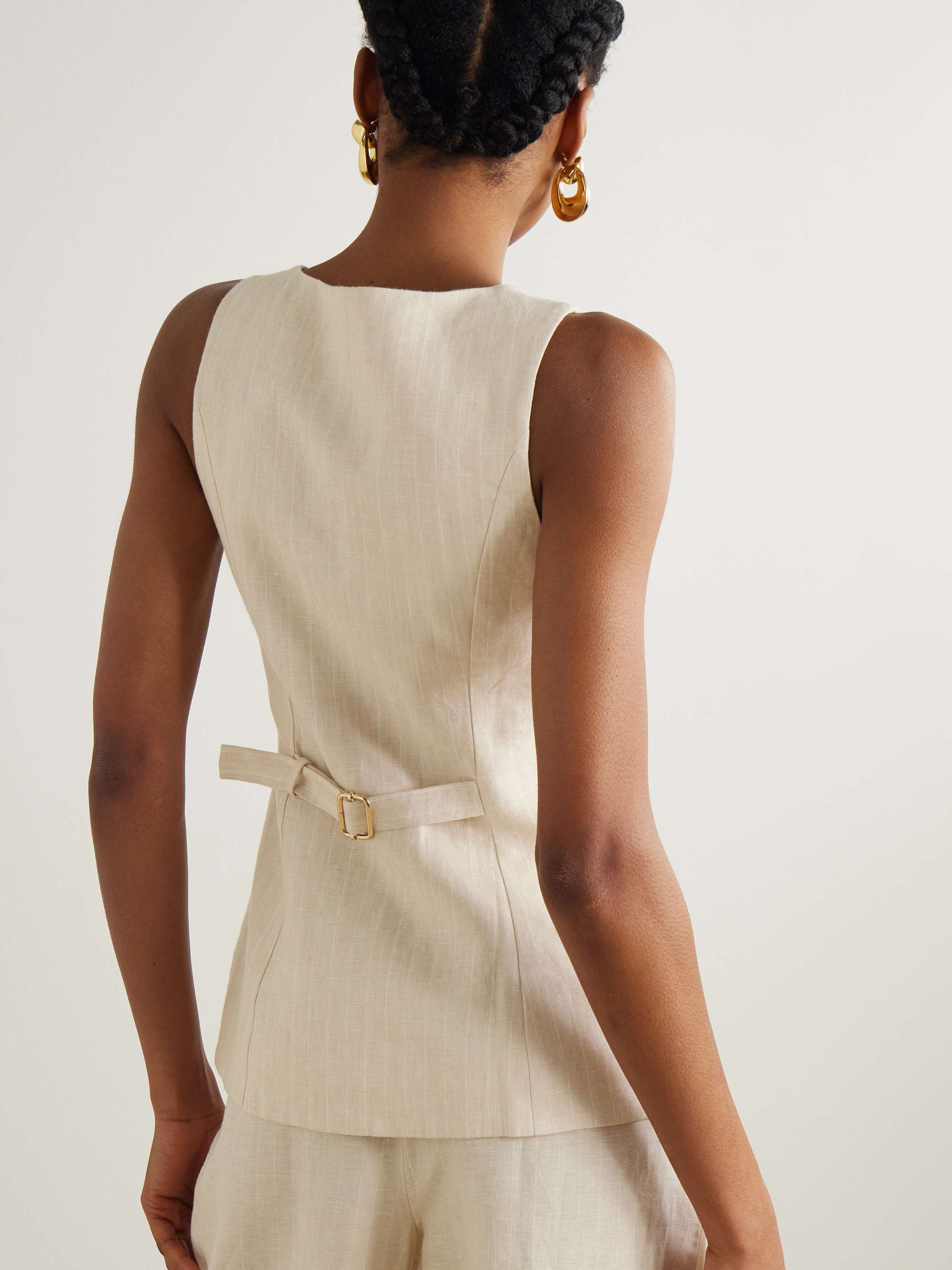 Lucille pinstriped linen vest view