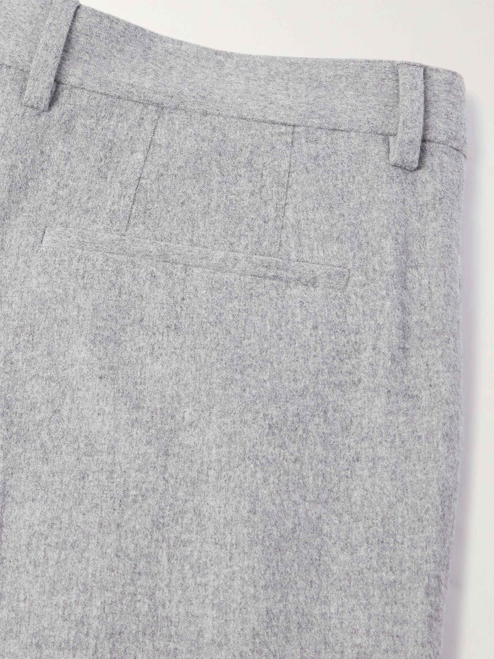 Straight-Leg Pleated Cotton and Cashmere-Blend Suit Trousers view