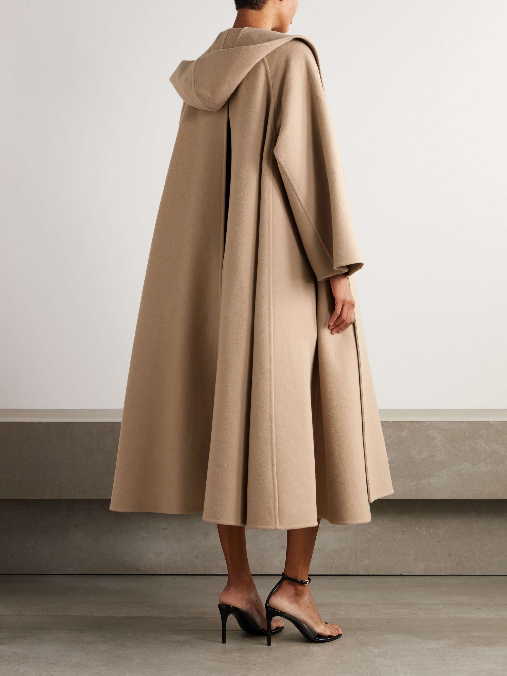 Belted wool and cashmere-blend hooded coat view