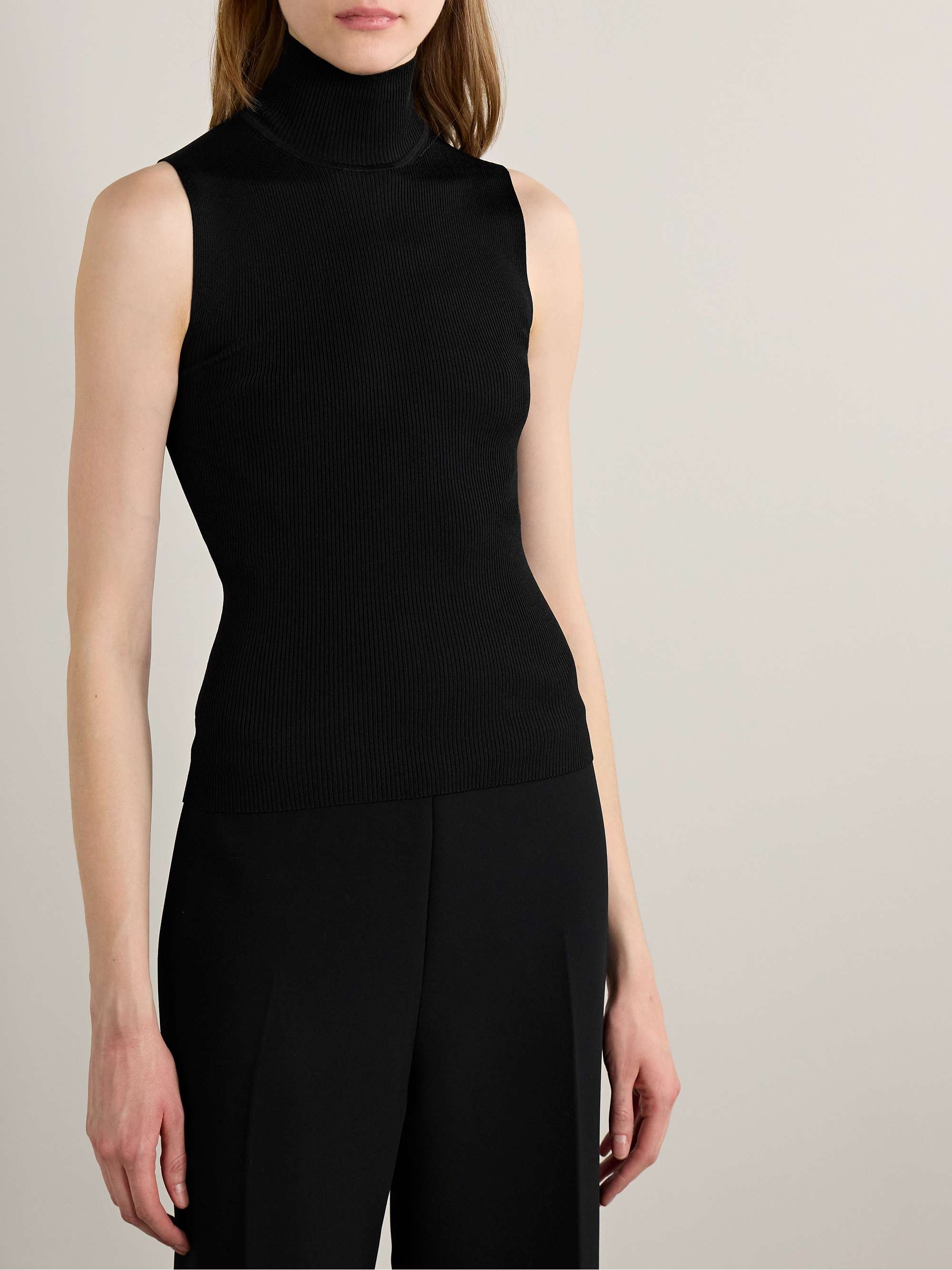 Benita ribbed-knit turtleneck top view