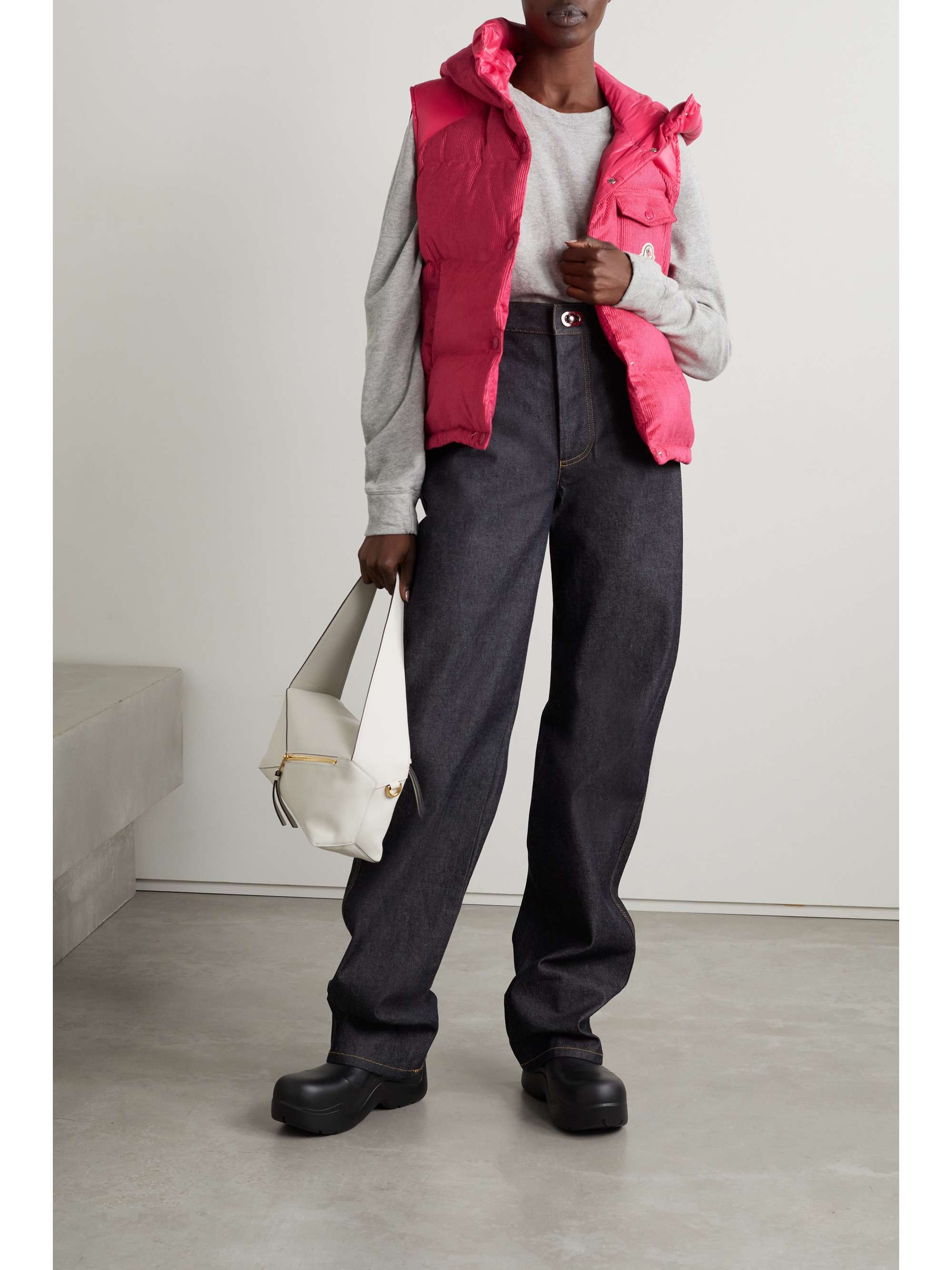 Eau shell-trimmed quilted down cotton-blend corduroy vest view