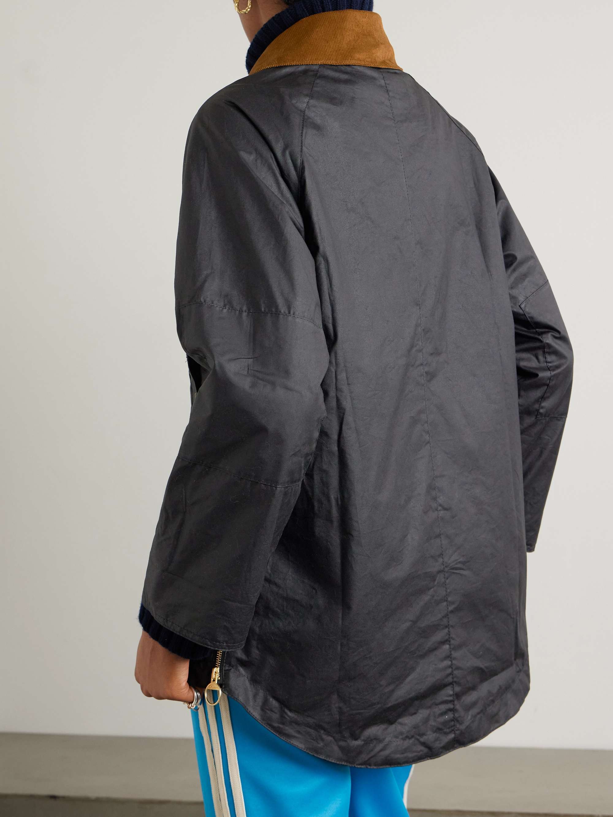 Raelynn corduroy-trimmed waxed-cotton jacket view
