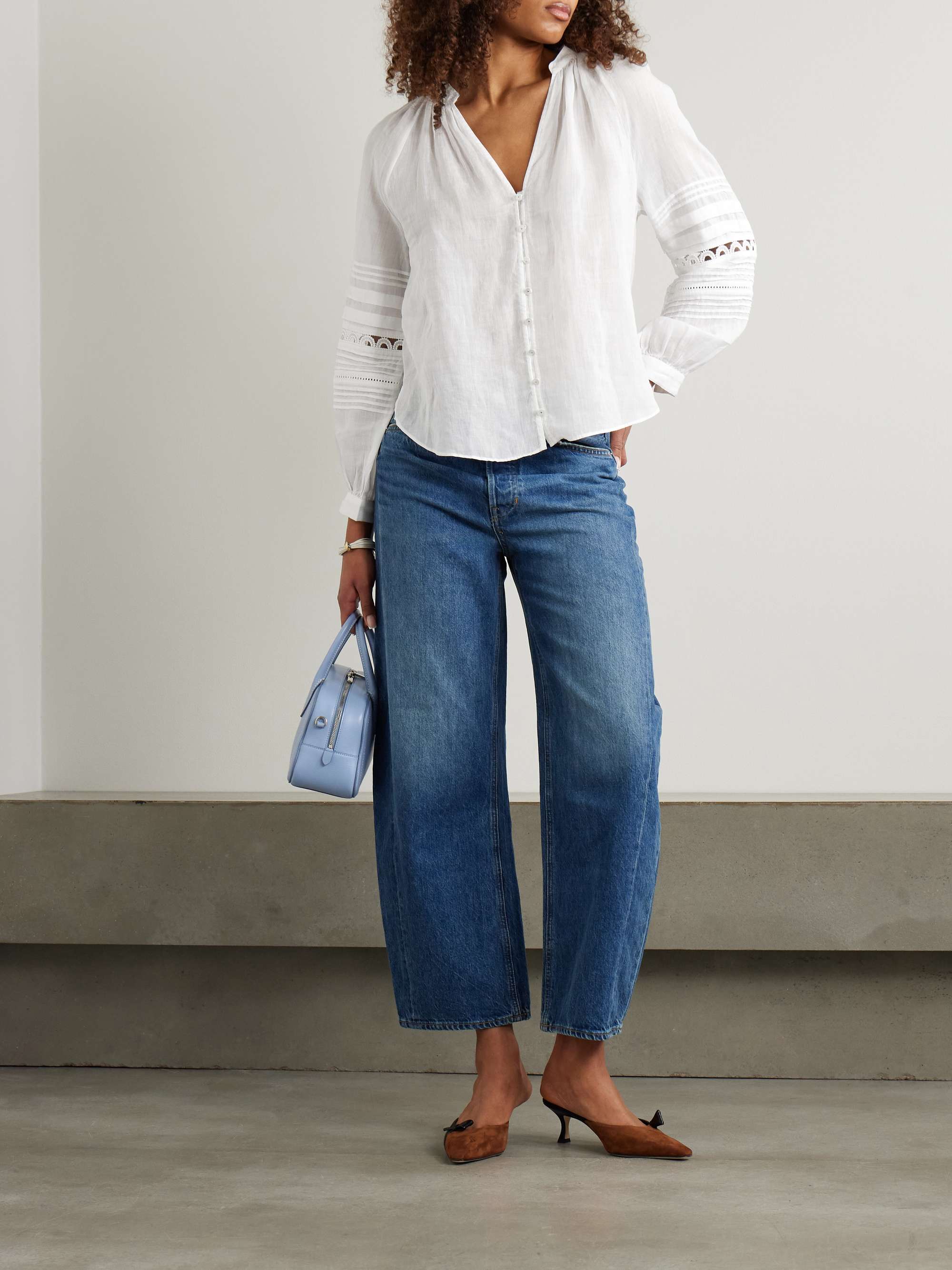 Ailani crochet-trimmed pintucked ramie-voile blouse view