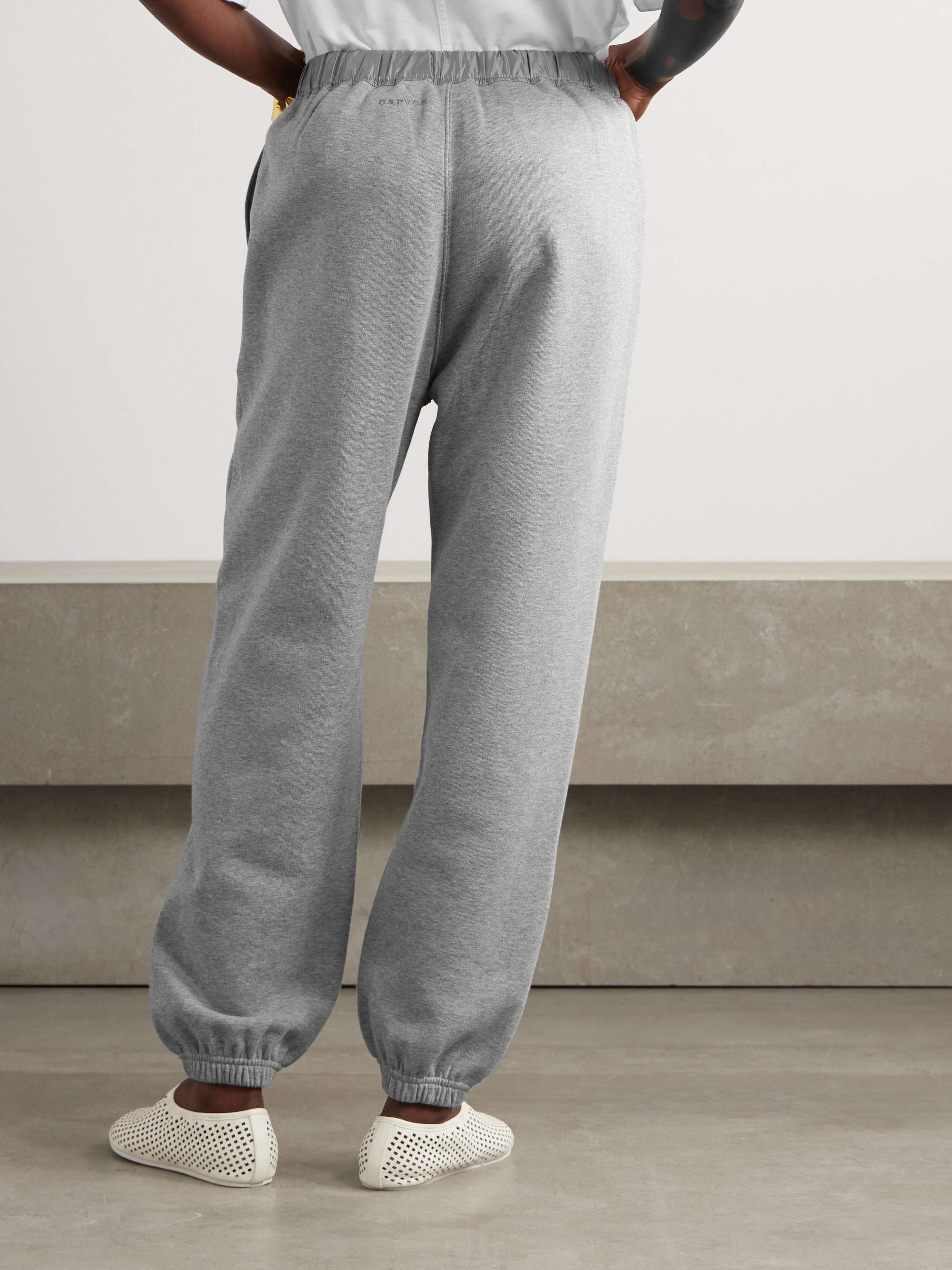 Crepe-trimmed cotton-jersey track pants view