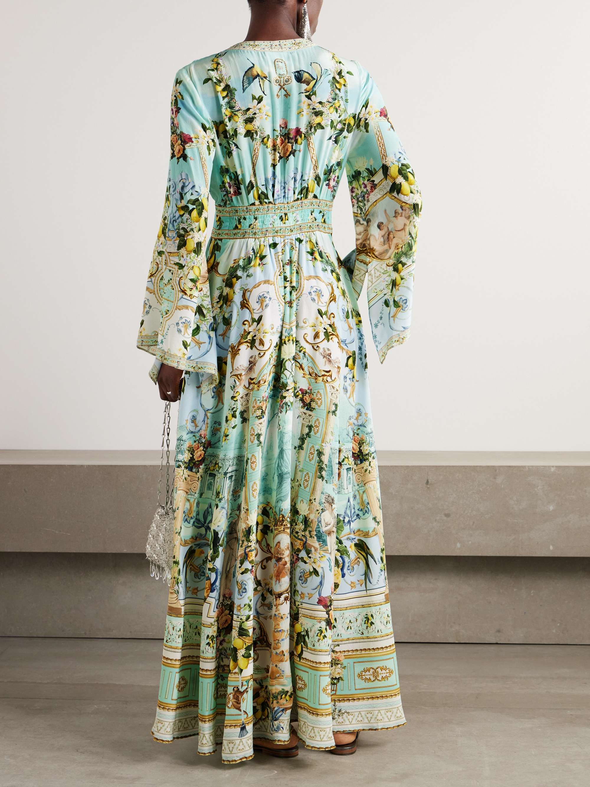 + The White Lotus crystal-embellished printed silk-satin maxi dress view
