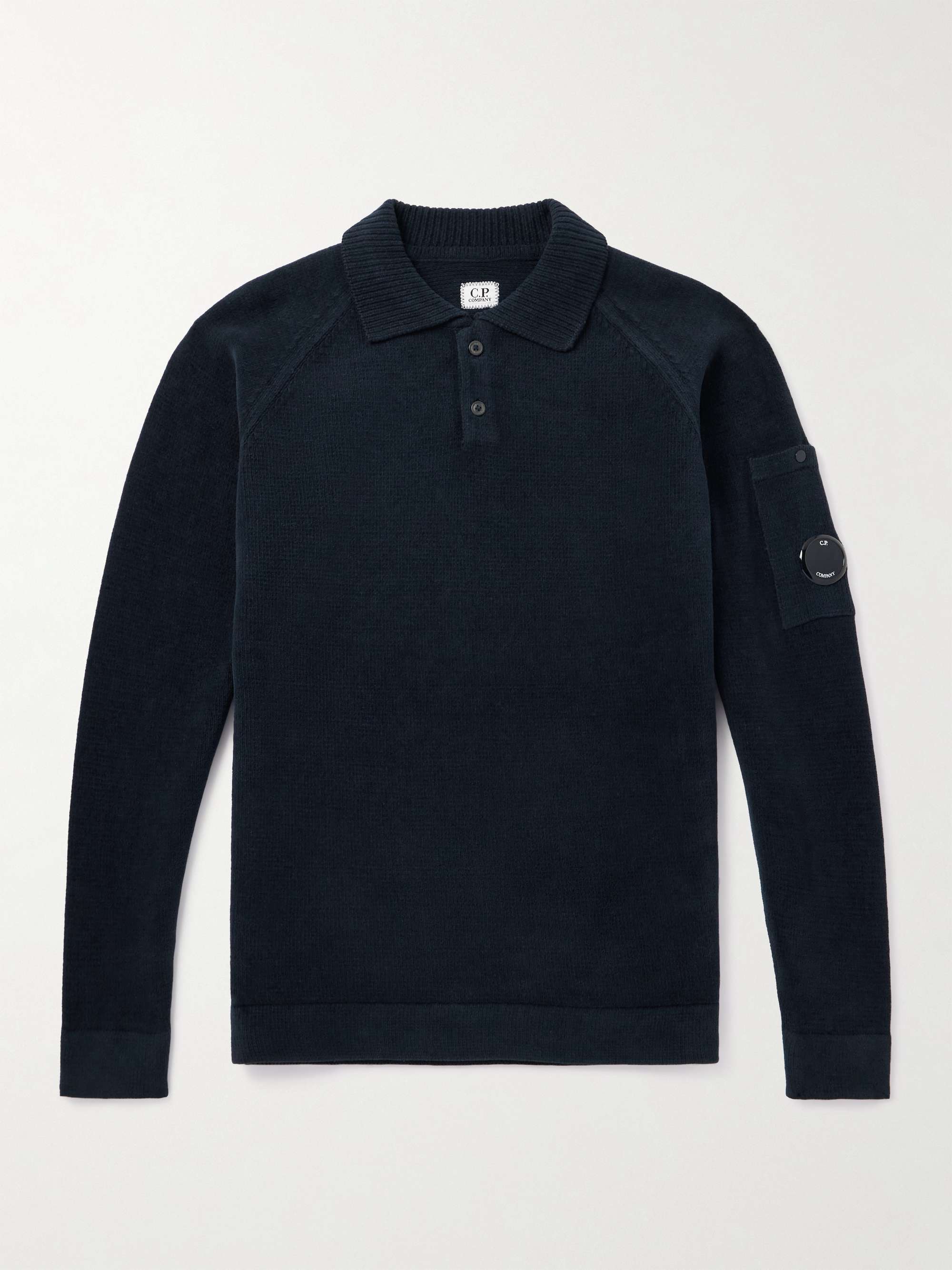 Garment-Dyed Logo-Appliquéd Cotton-Chenille Polo Shirt hero visual