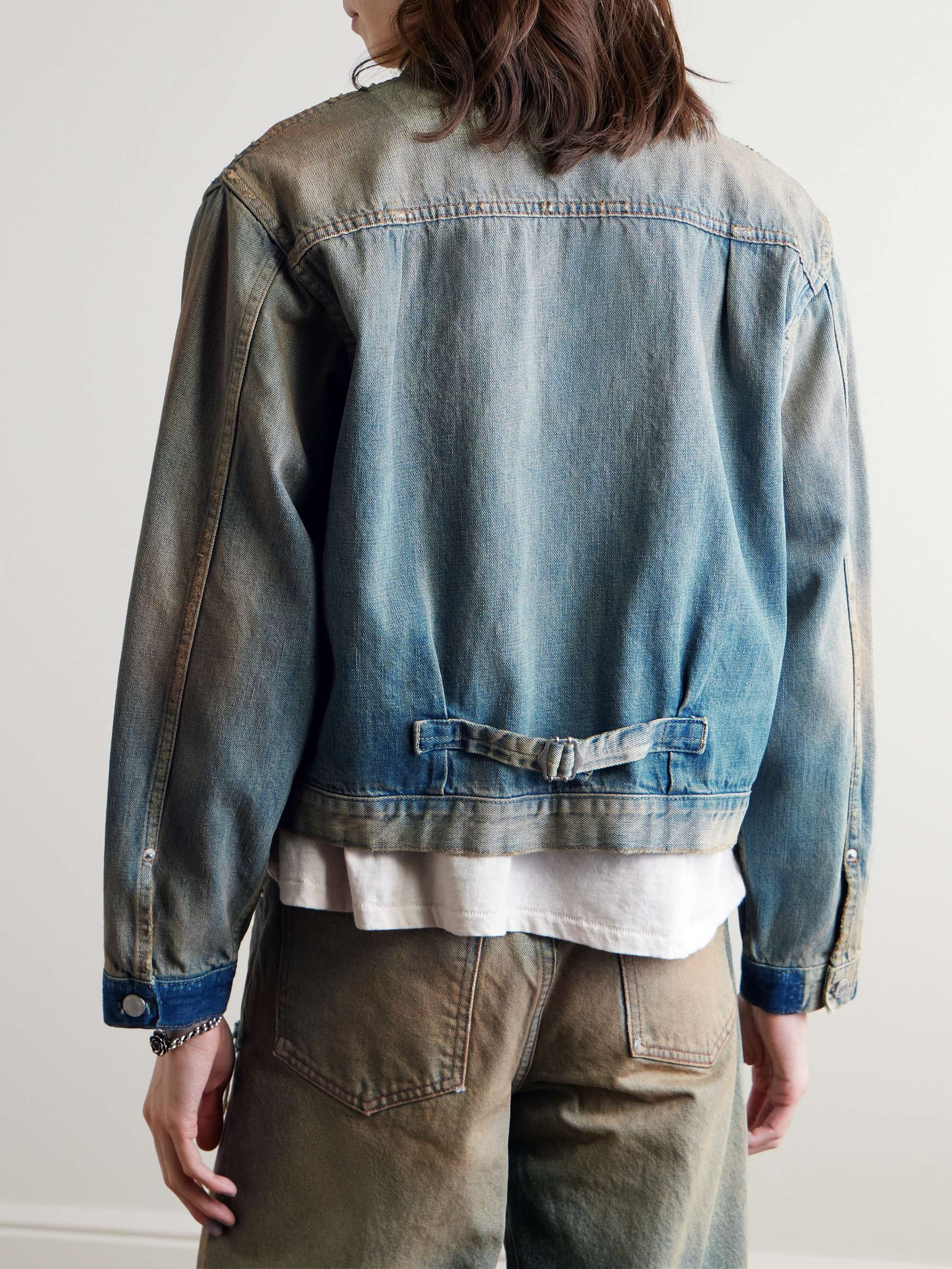 Appliquéd Distressed Panelled Denim Jacket view