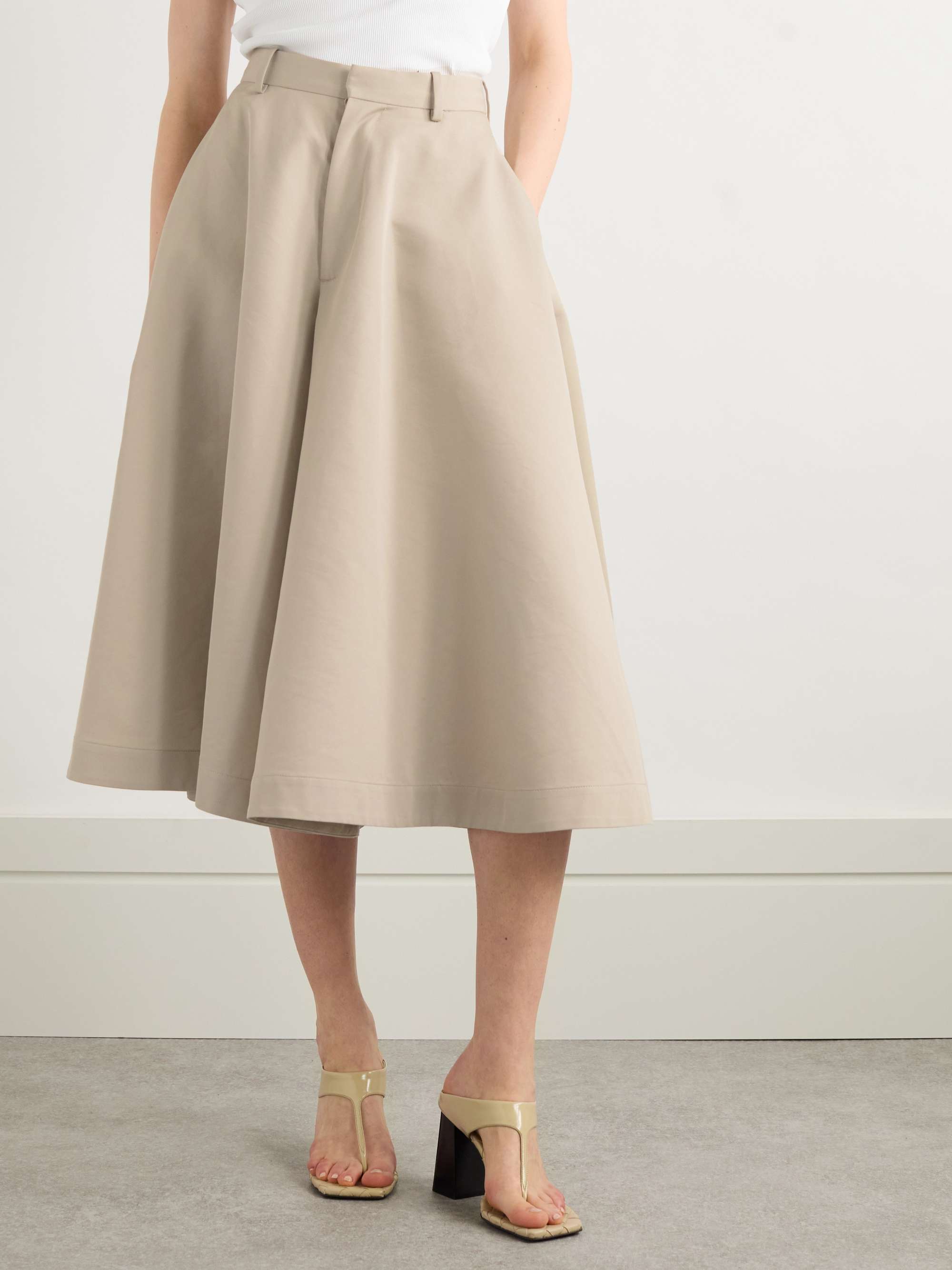 Cotton and silk-blend twill midi skirt view