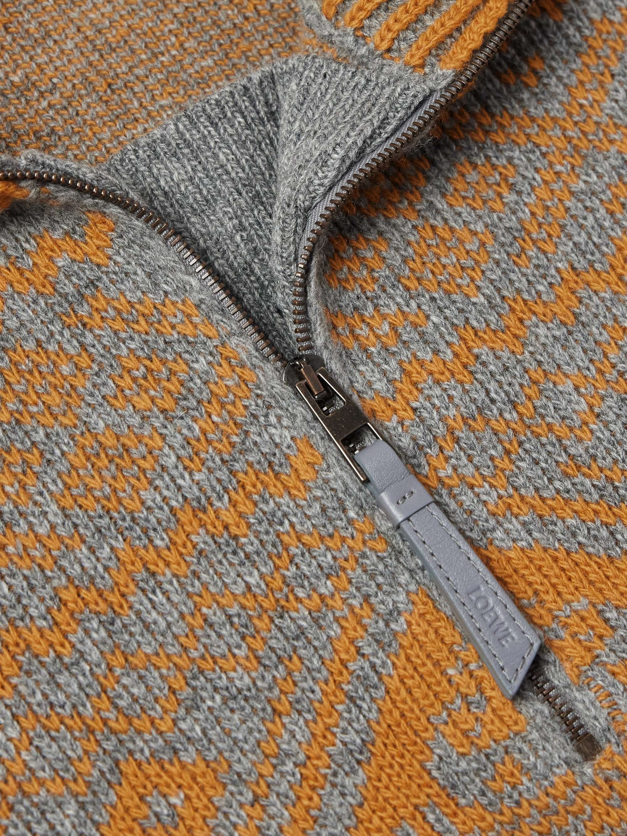 Jacquard-Knit Wool and Cashemere-Blend Zip-Up Sweater view