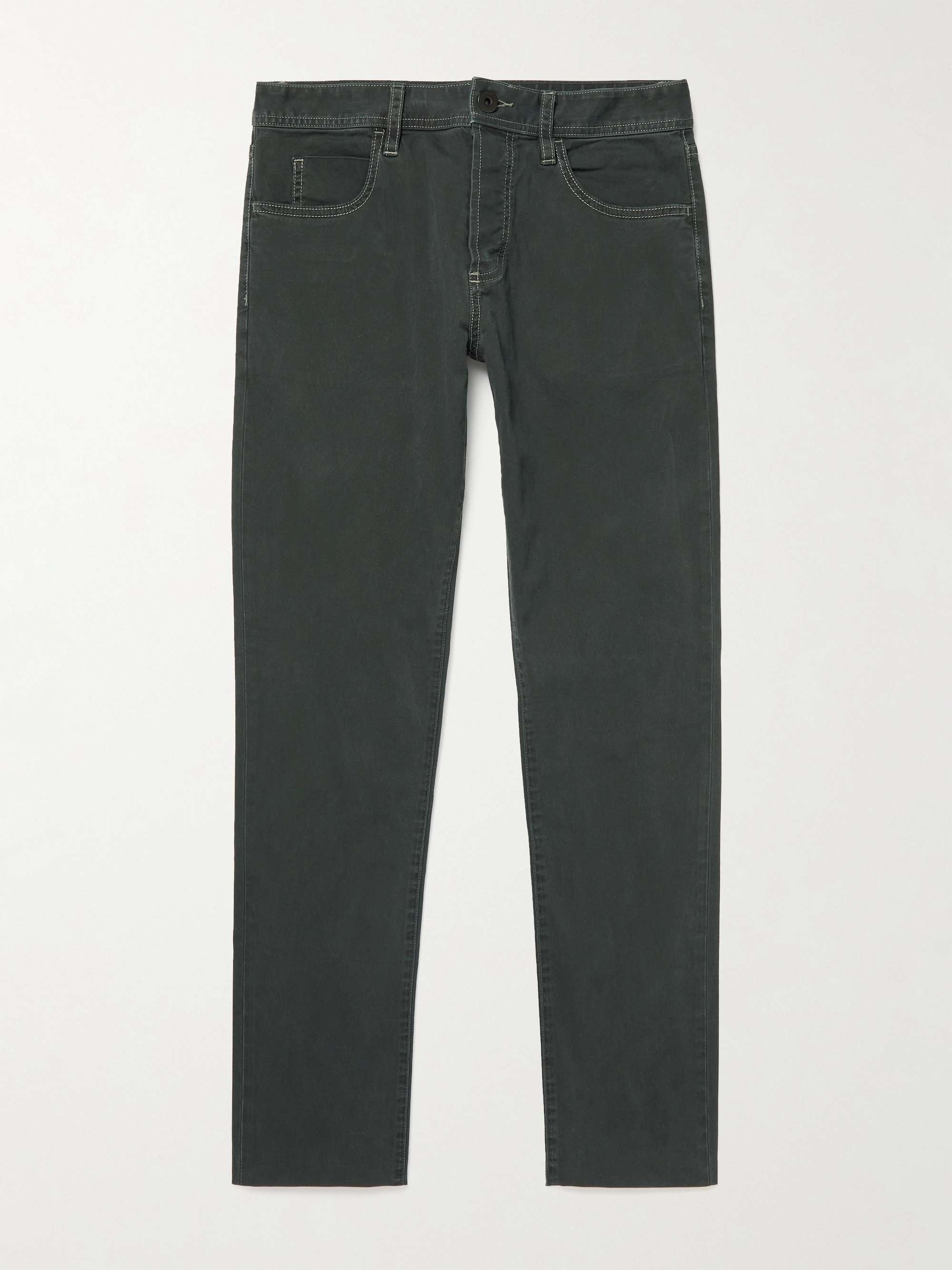 Straight-Leg Brushed Cotton-Blend Twill Trousers hero visual