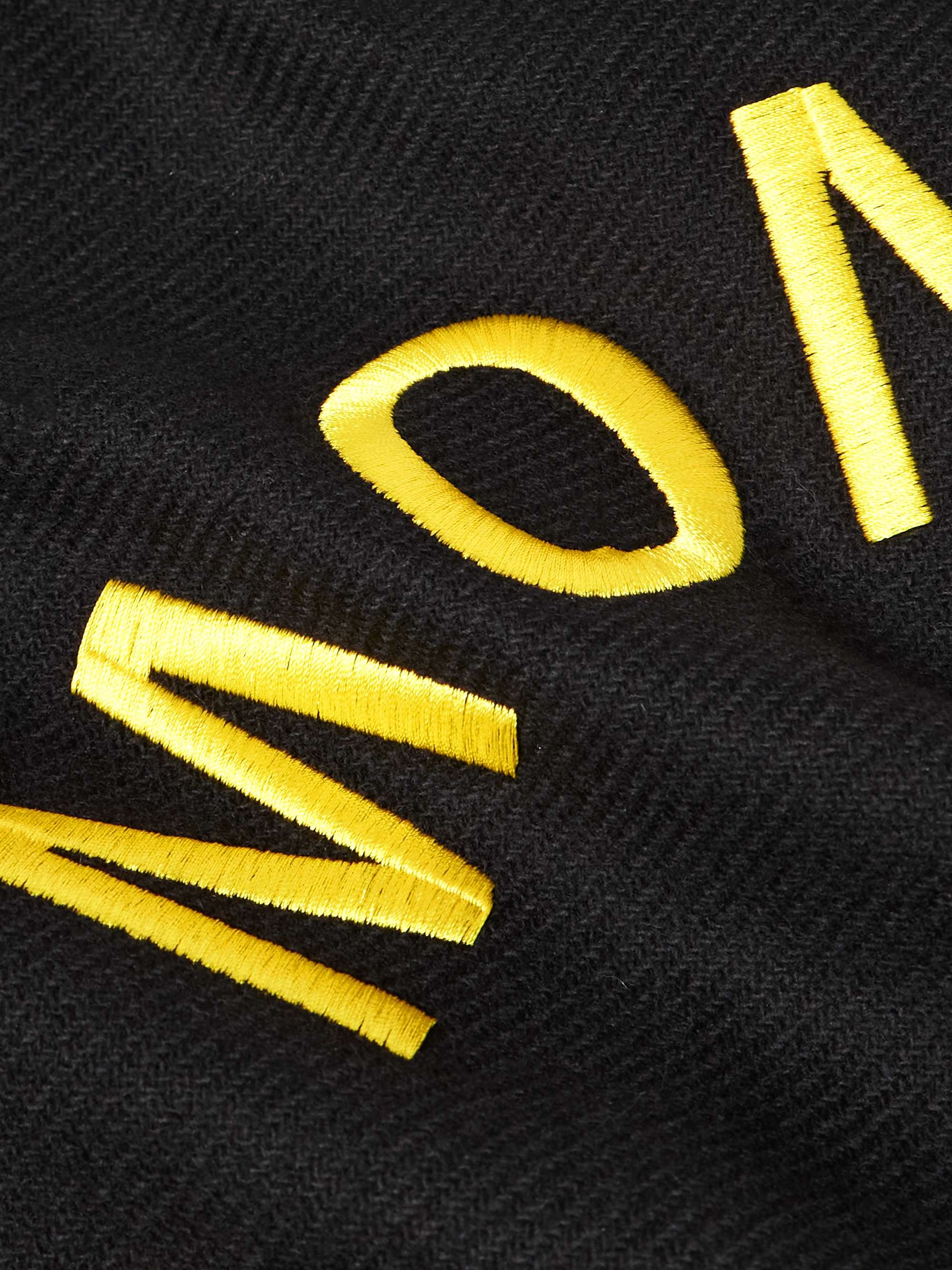 7 Moncler FRGMT Hiroshi Fujiwara Celsia Wool-Blend Felt and Full-Grain Leather Down Varsity Jacket view