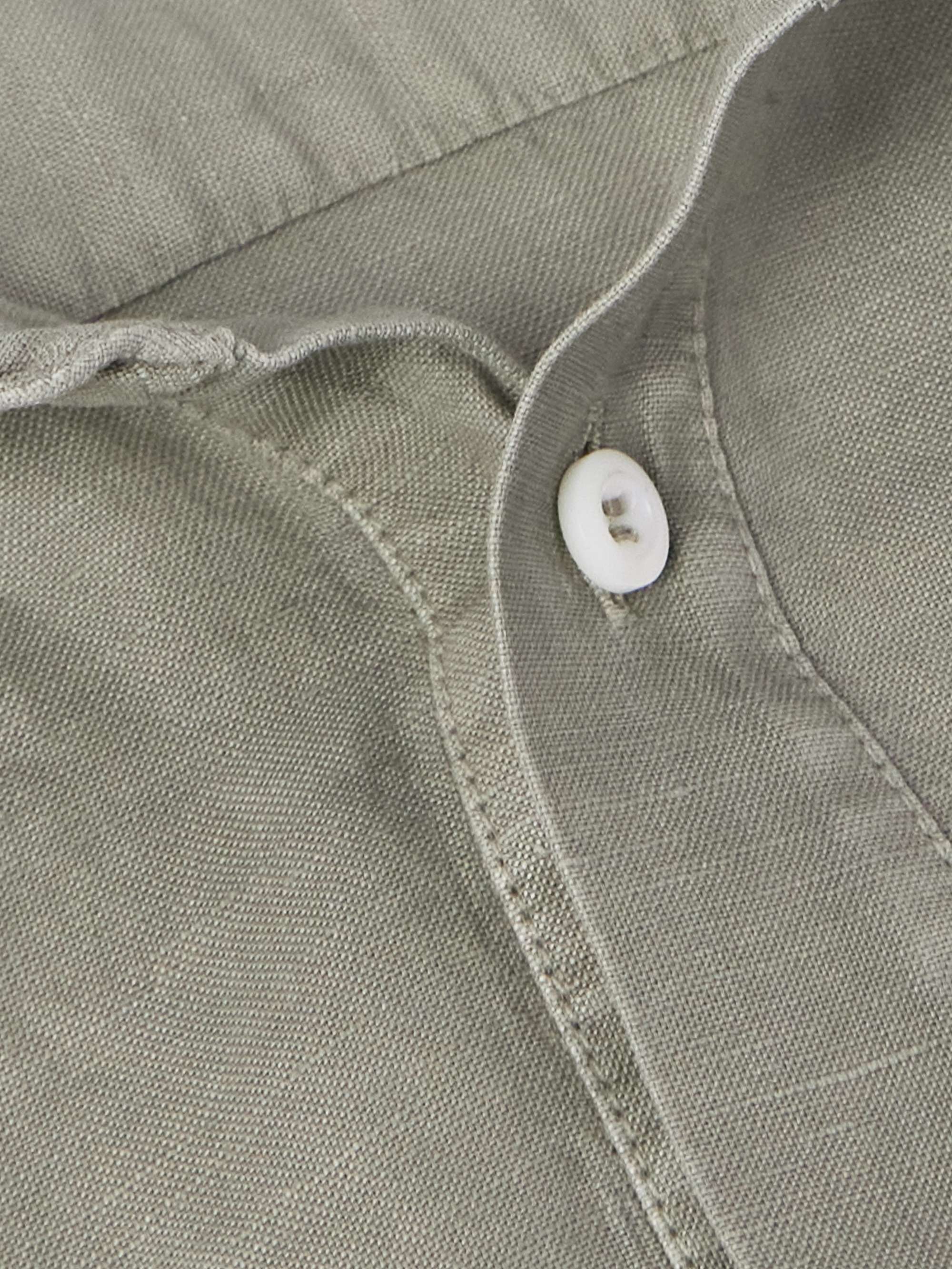 Cutaway-Collar Linen and Cotton-Blend Half-Placket Shirt view