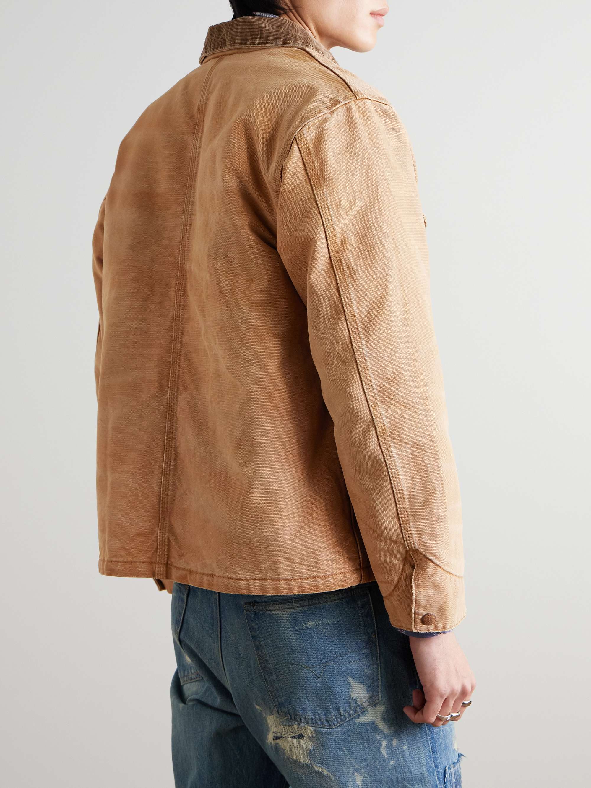 Polo Country Corduroy-Trimmed Distressed Recycled-Canvas Chore Jacket view