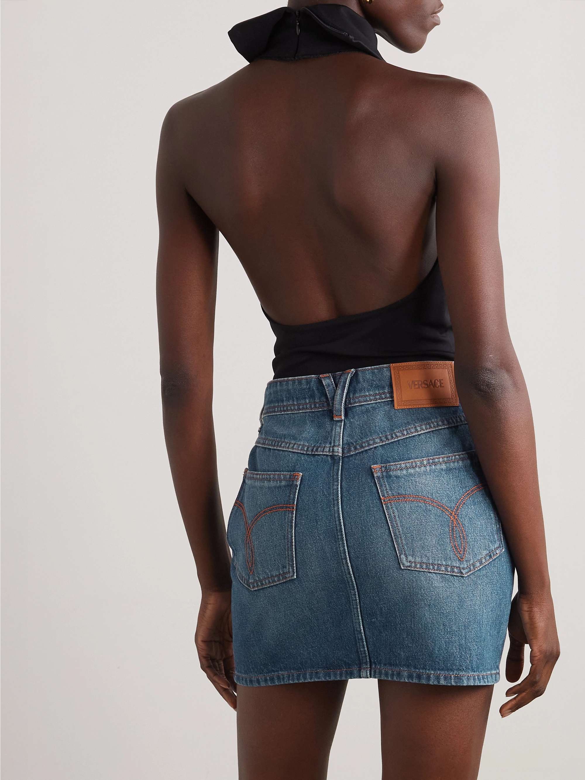 Icons embellished denim mini skirt view