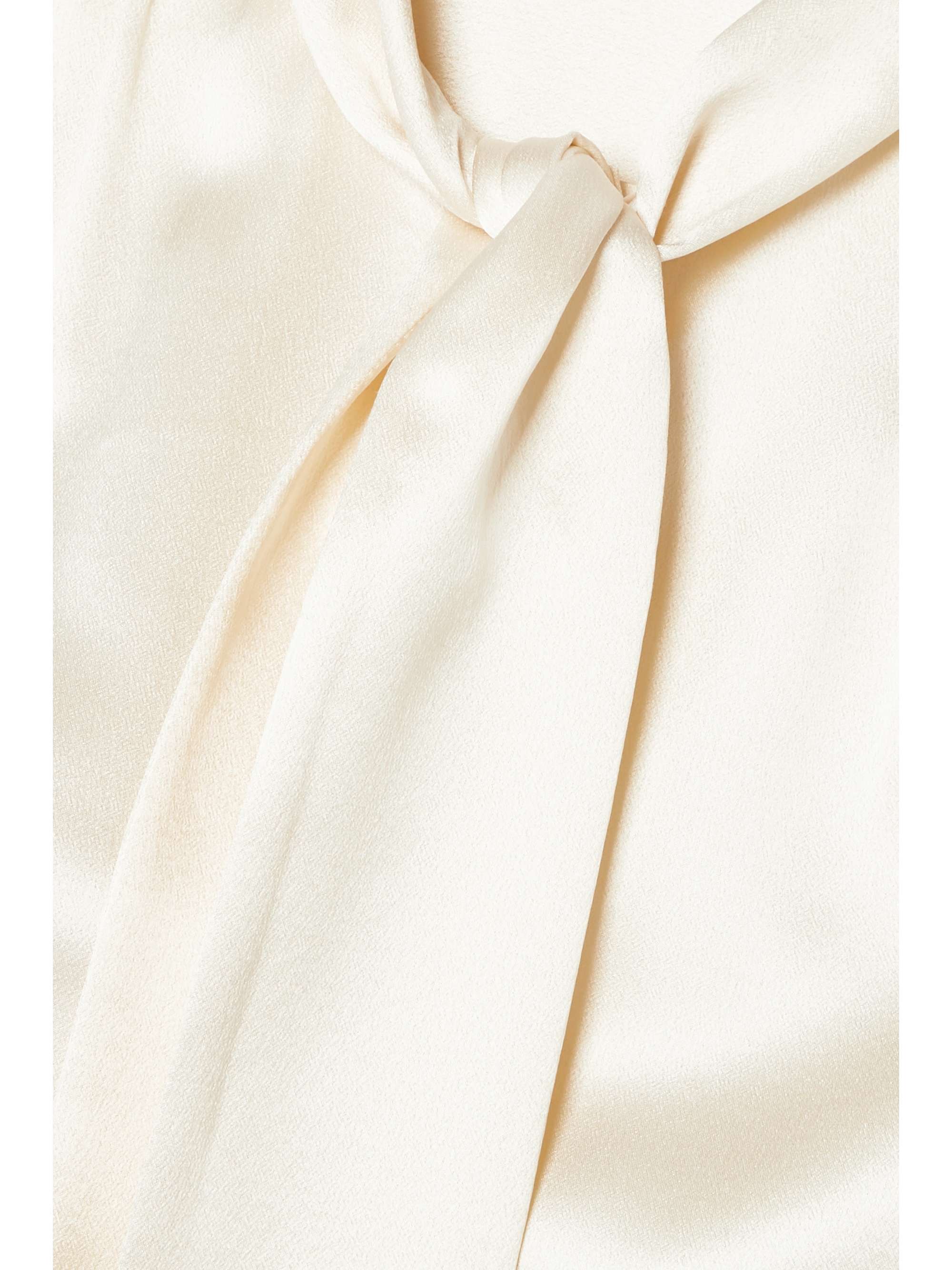 Cropped pussy-bow silk-charmeuse blouse view