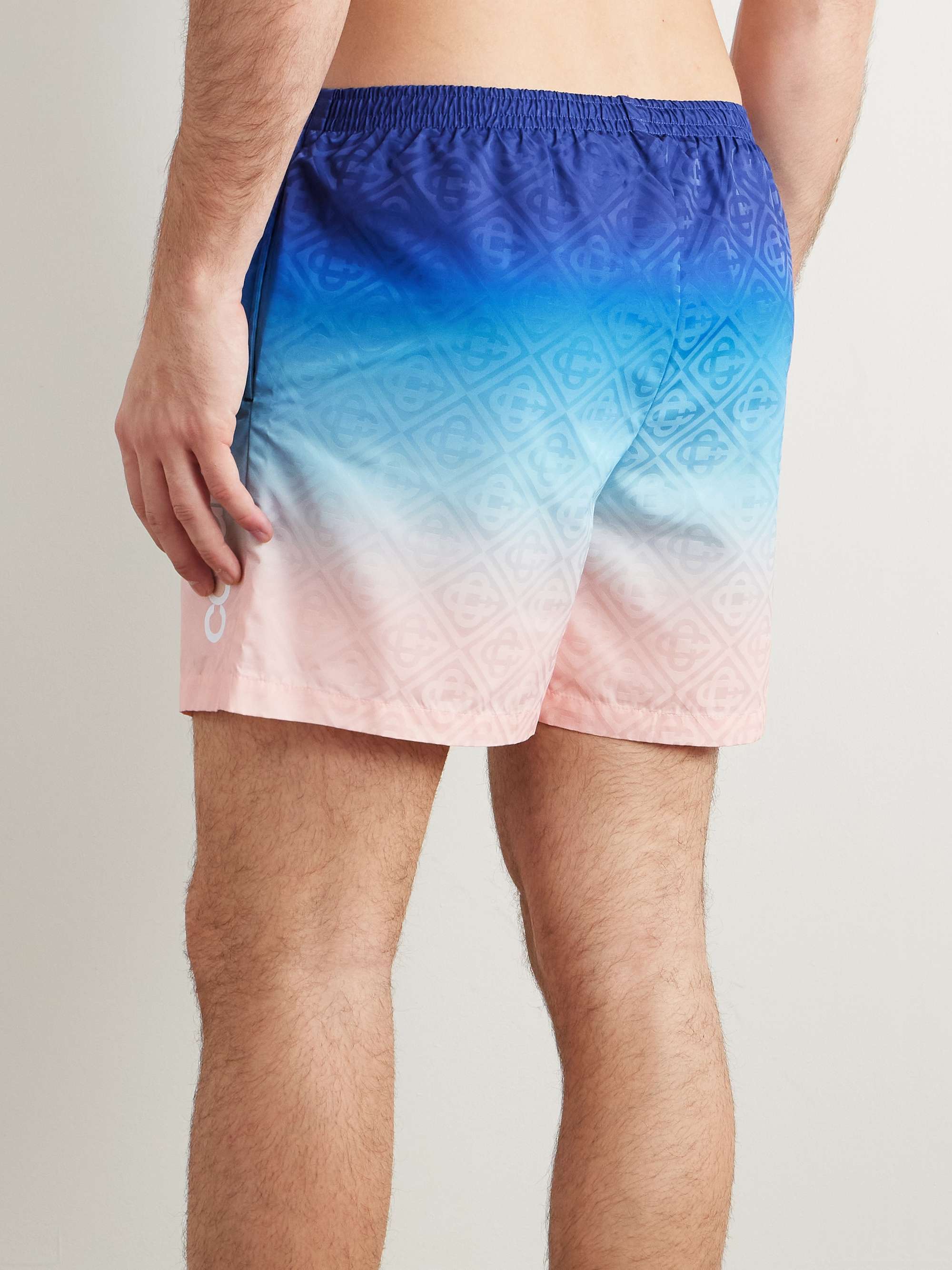 Straight-Leg Mid-Length Dégradé Logo-Print Swim Shorts view