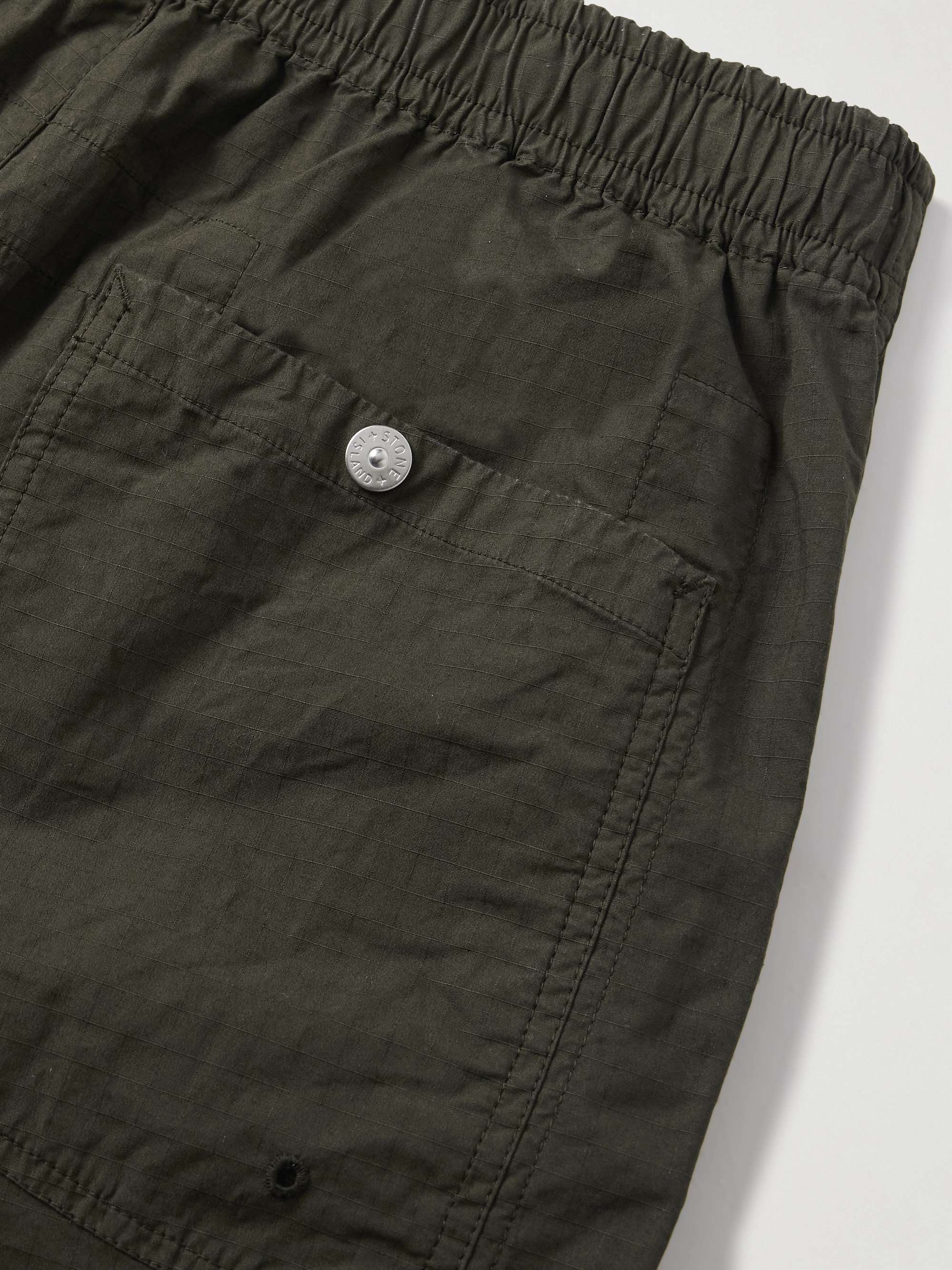 Straight-Leg Logo-Appliquéd Garment-Dyed Stretch Ripstop-TC Shorts view