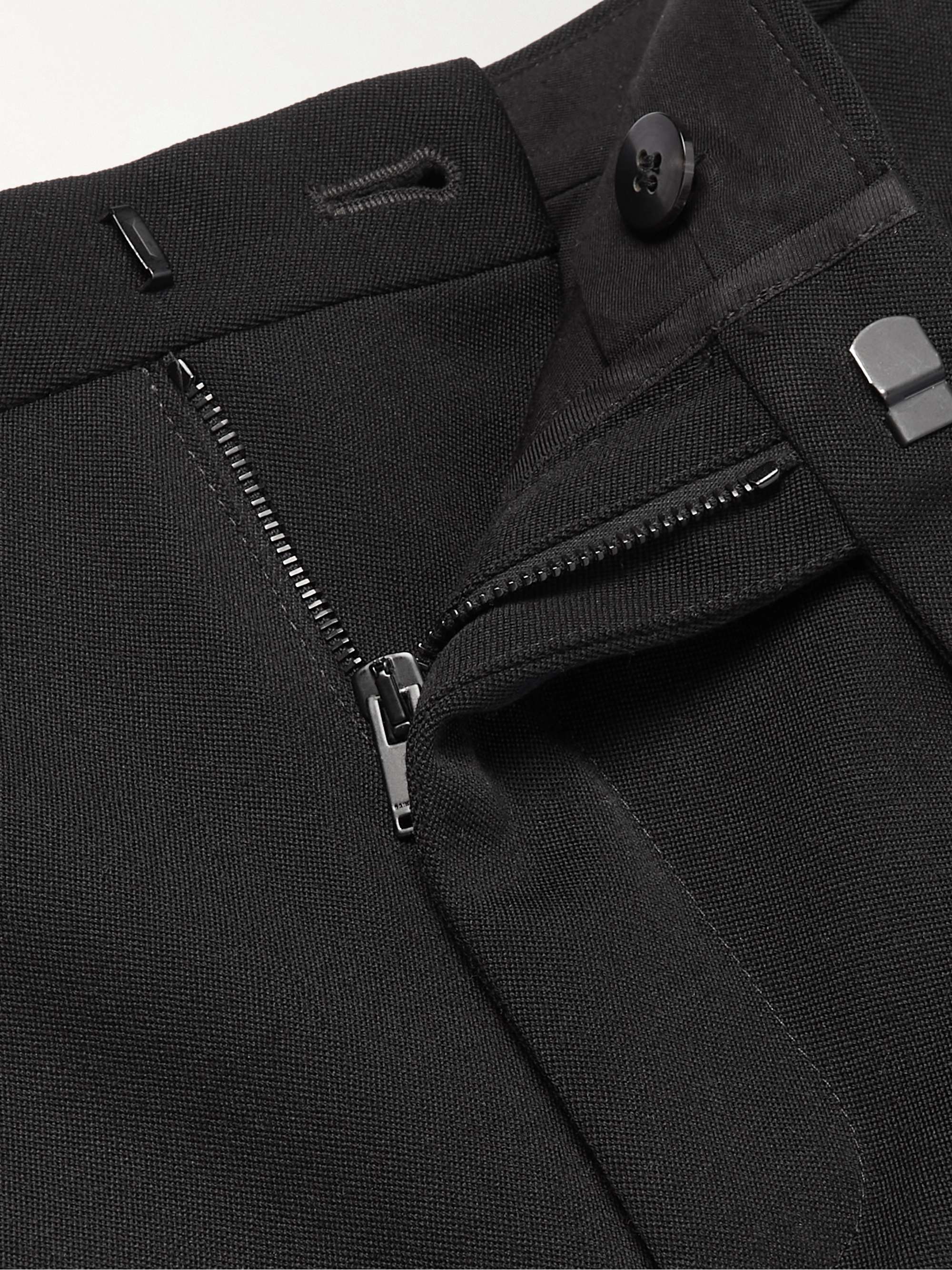 Tapered Silk-Trimmed Grain de Poudre Wool Trousers view